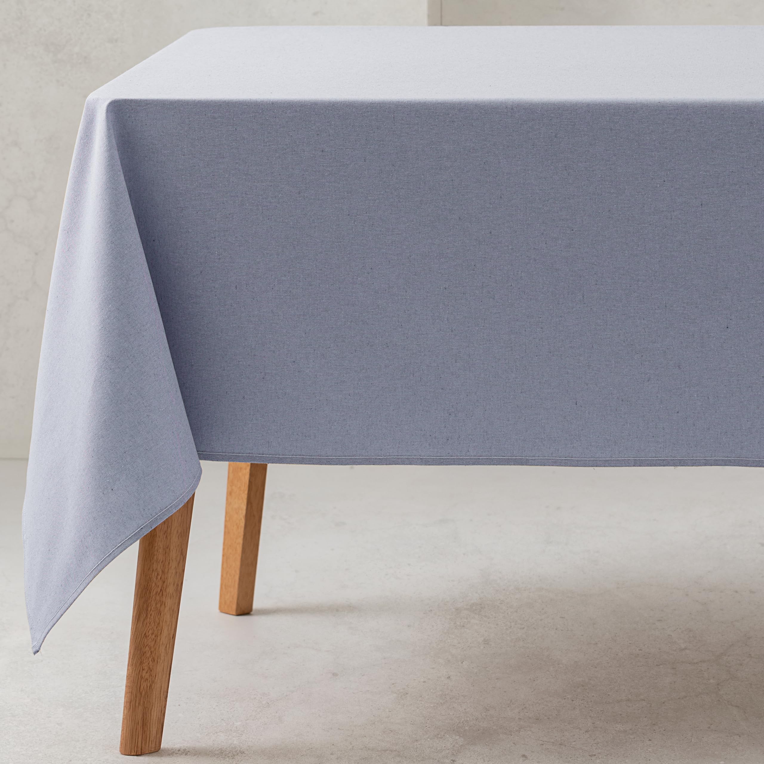 GAMUSI Mantel Liso Tela algodón orgánico Impermeable Antimanchas Rectangular Color Celeste 140x140 cm