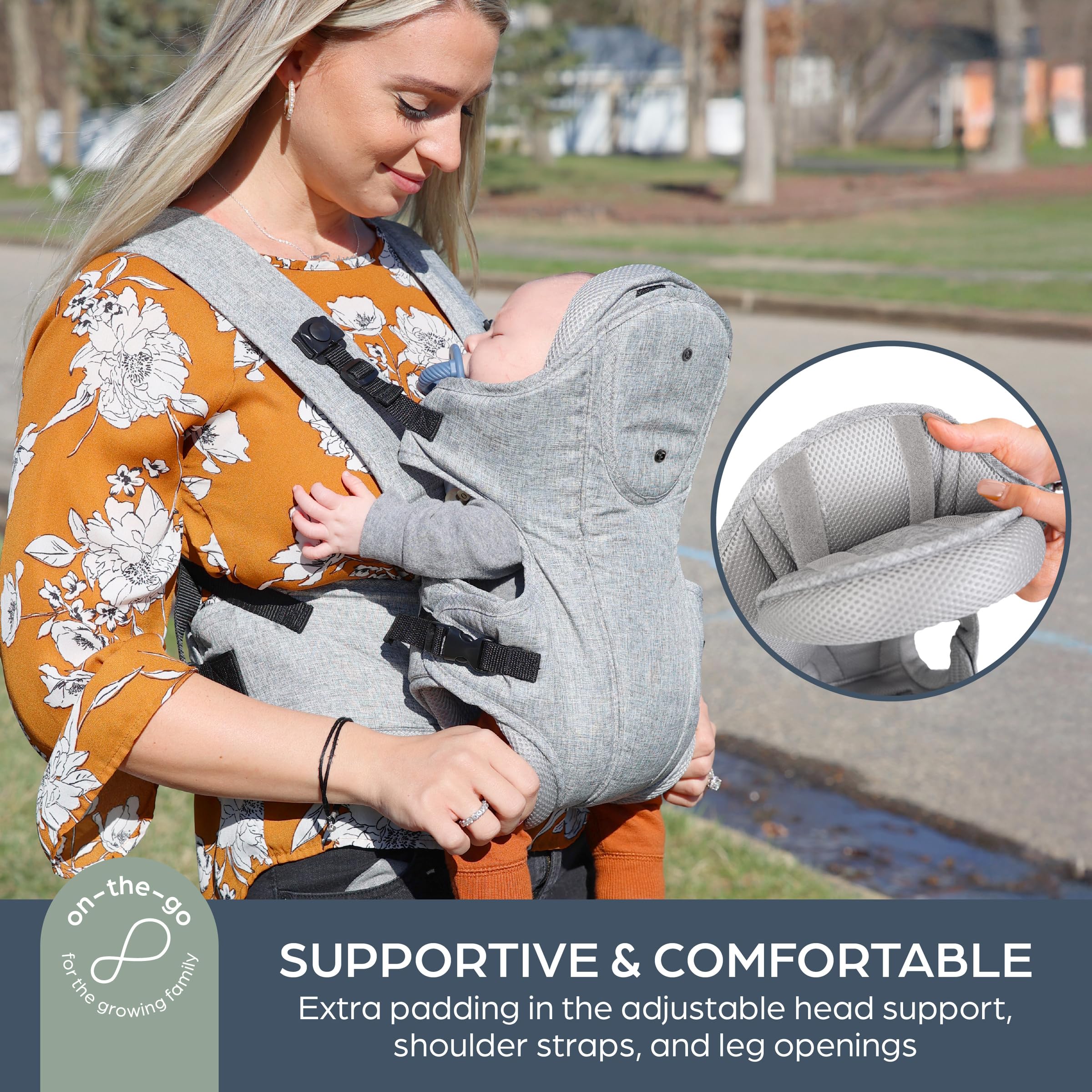Dreambaby Oxford Adjustable 3-in-1 Baby Carrier, Comfortable, Ergonomic Hip Healthy Design for Newborns to Toddlers 3.5-15kg - Image 4
