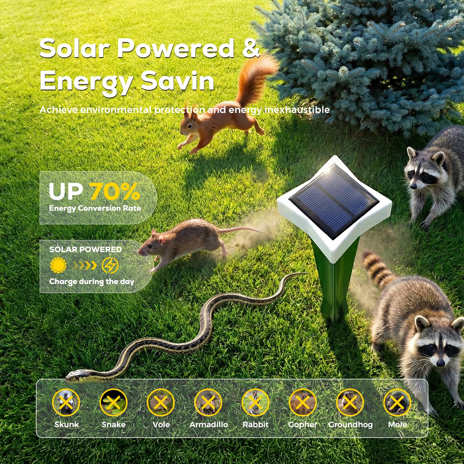 Anti Taupe Solaire avec LED et 3 Modes, 2/4 pièce Piege A Taupe pour Jardin, Large portée et Protection Contre l'eau Repulsifs Ultrasons pour Taupes, Rats, Serpents