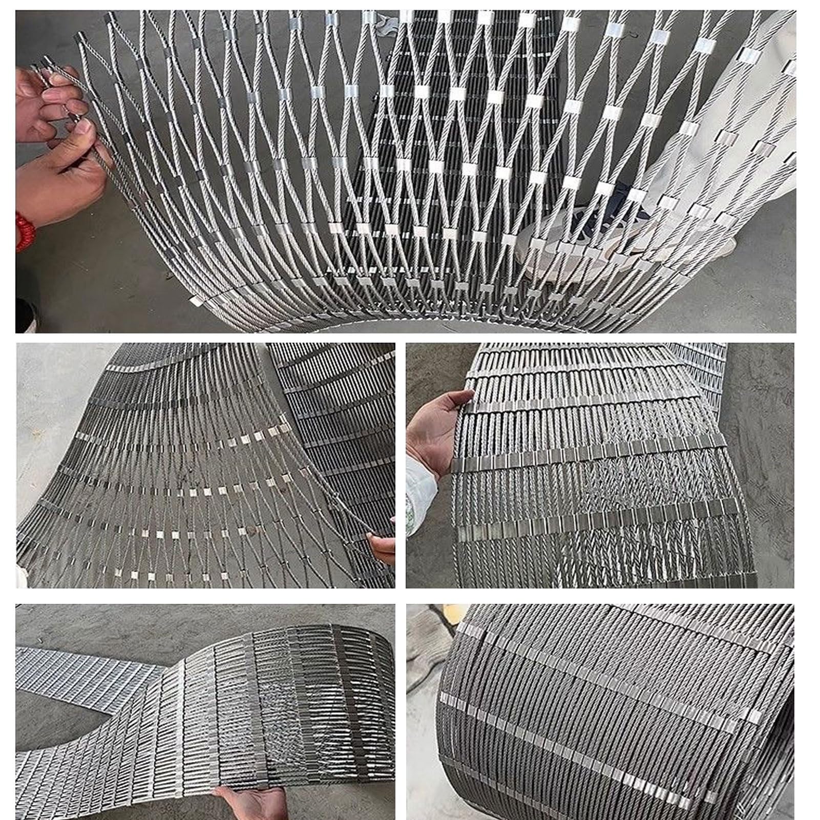 Rollo de valla de malla de alambre de acero inoxidable 304, 6 cm, 1,5 mm 86.11 pies cuadrados, versátil, resistente a la intemperie para jardines, puentes y escaleras, diseño de varias hebras