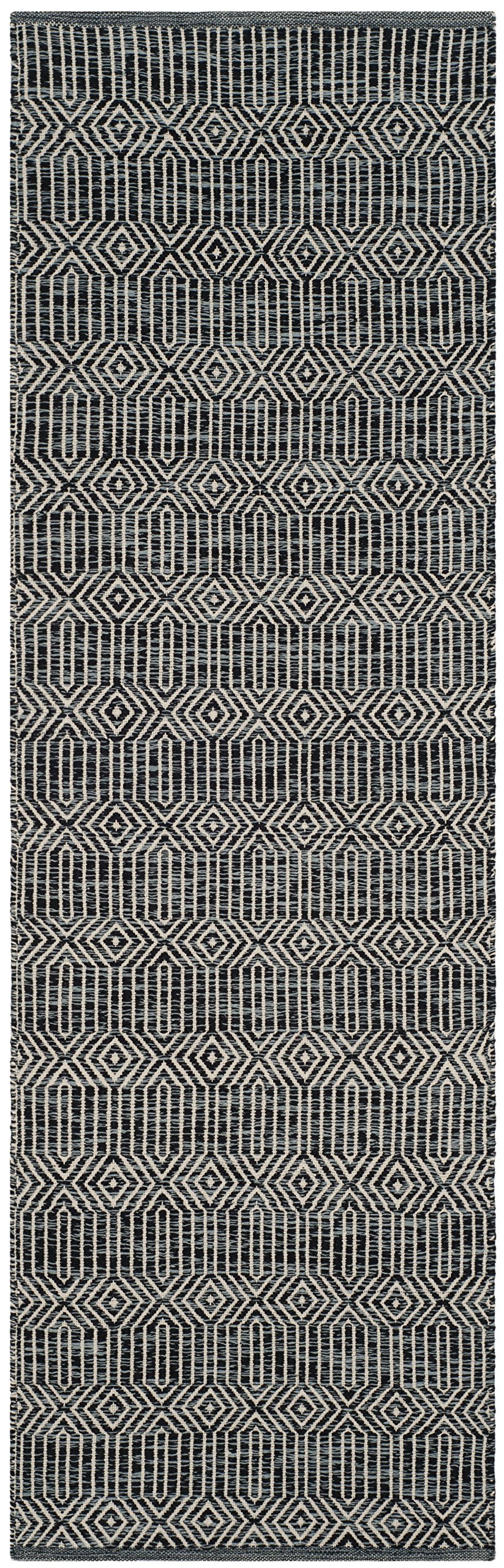 SAFAVIEH Montauk Collection Runner Rug - 2'3" x 9', Ivory & Dark Grey, Handmade Flat Weave Cotton, Ideal for High Traffic Areas in Living Room,