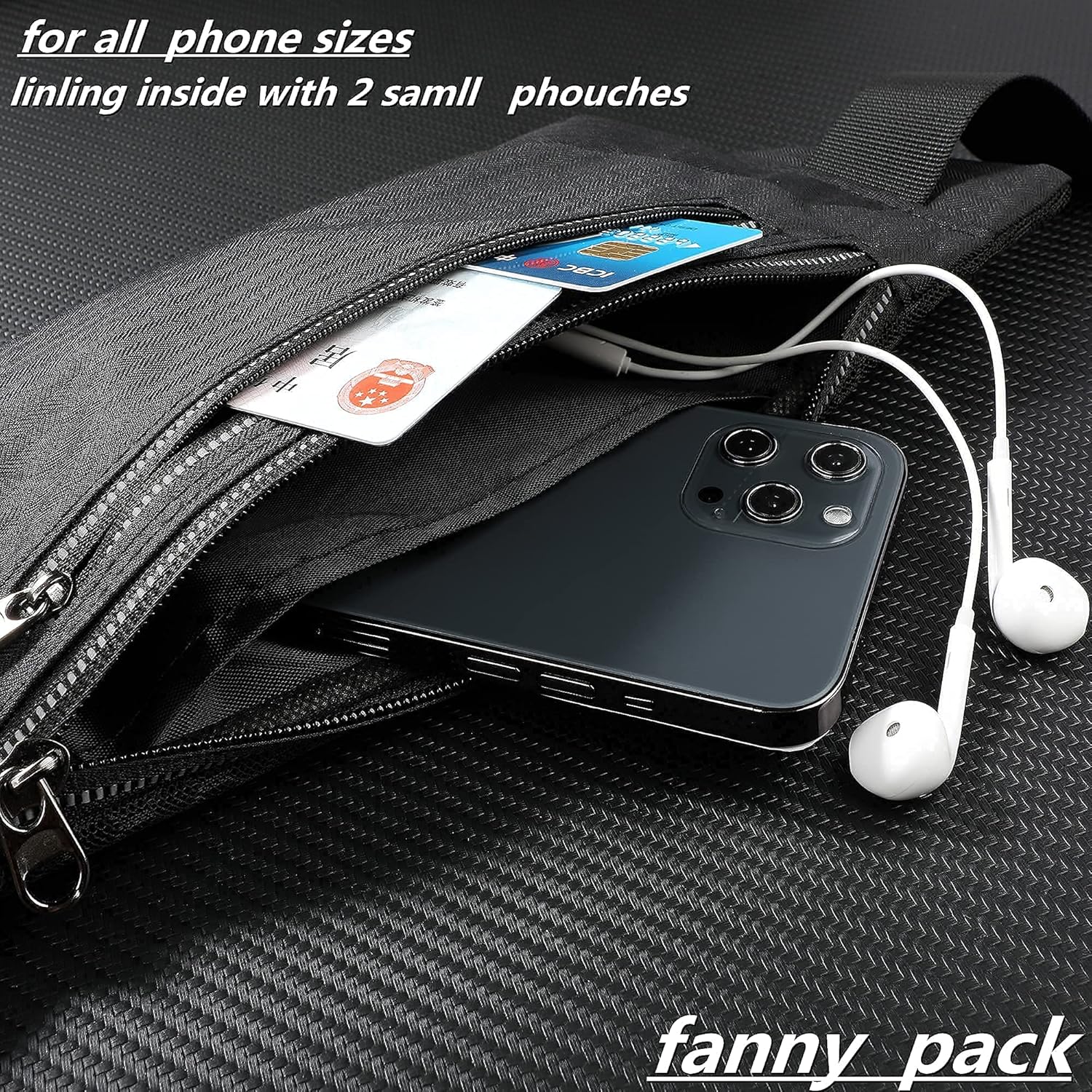 WAMEDA Running Waist Pack for Running Men's and Women's Sports Fitness Belts Fashion Chest Bag Multifunctional Small Outdoor Equipment Invisible Sweat-proof Mobile Phone Bag Adjustable (Black) : Sports & Outdoors