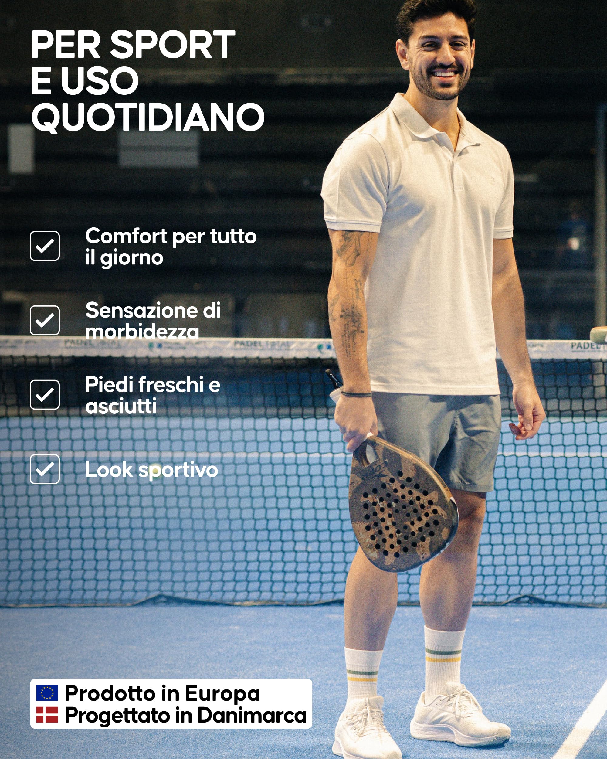 DANISH ENDURANCE Calze Tennis Unisex, Calzini Cotone Uomo e Donna, Sportivi e Traspiranti, 3 o 6 Paia
