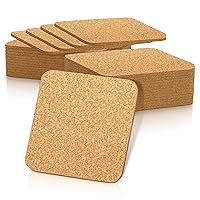 DIMROM 30 Pack Absorbent Square Cork Coasters for Drinks - Protect Furniture in Home, Cafe, Hotel - Reusable, Customizable 4x4 Inch