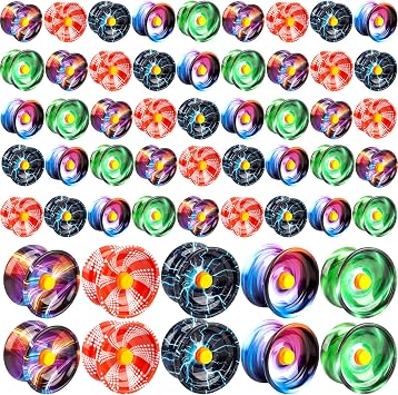 55 Pcs Alloy Responsive Yo Yo Ball Bulk Colorful Yoyo Bulk Metal Yoyo String Trick Bearing Balls Yoyo for Beginner Adult Training Party Gift Favor, 5 Colors