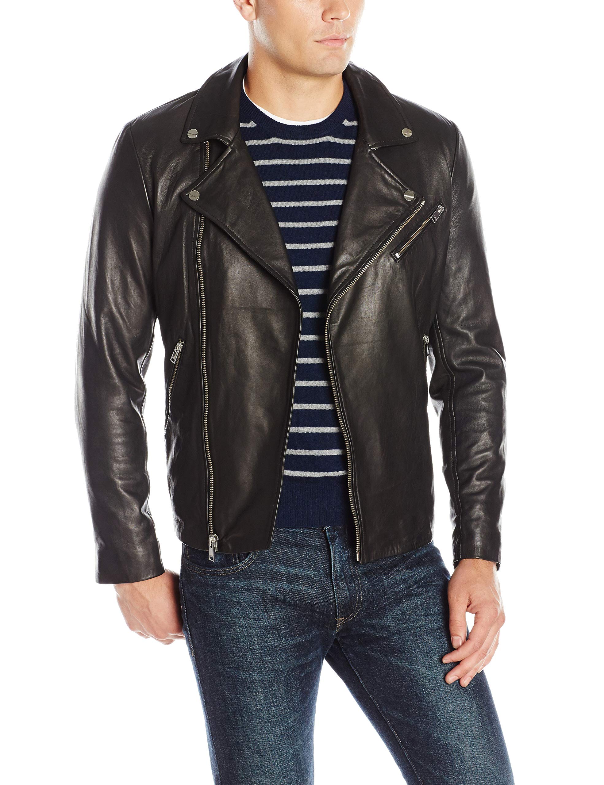 LAMARQUE Men's Thierry Lambskin Leather Biker Jacket