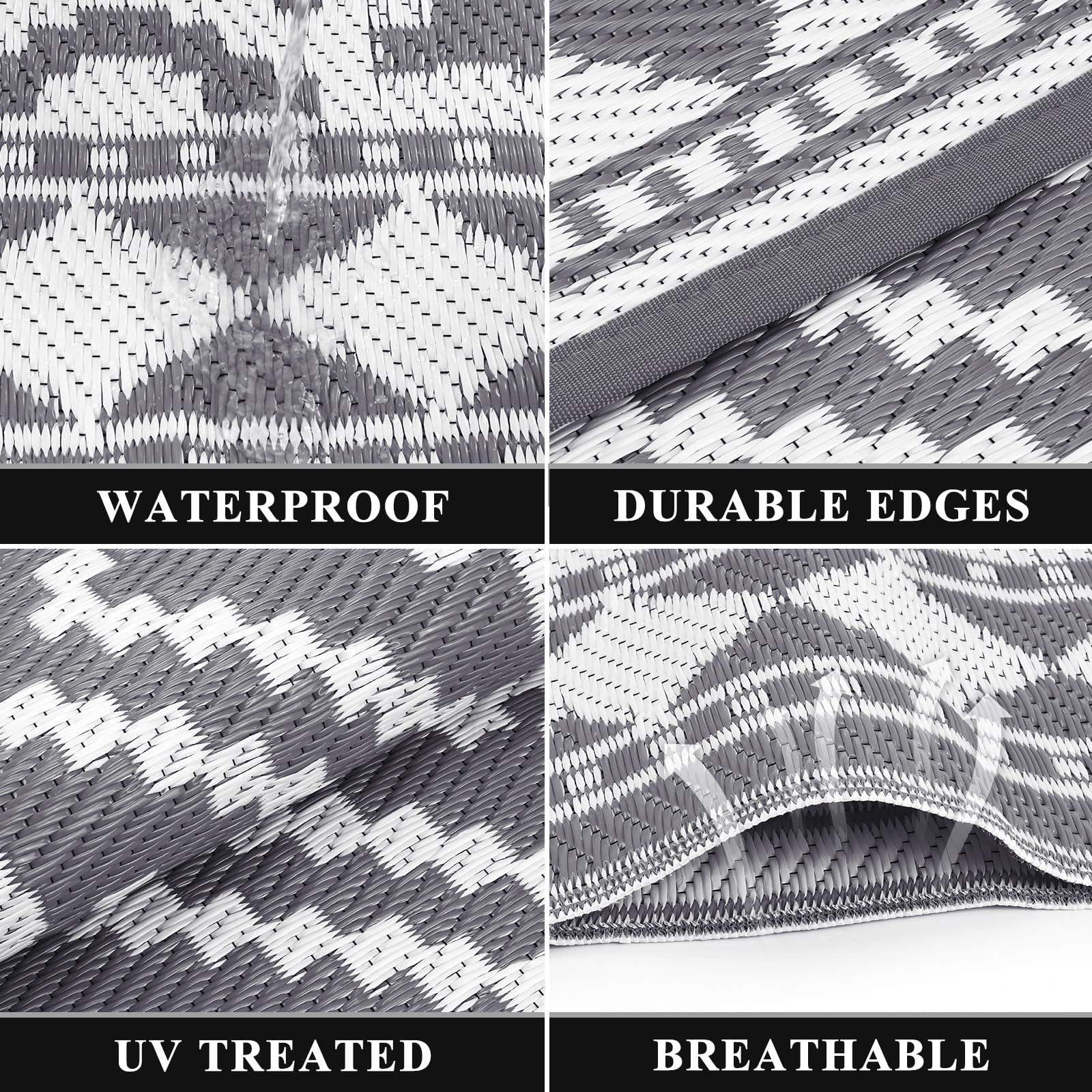 Tappeto Da Giardino Impermeabile Enyhom 180x270 Cm - Reversibile Per Picnic E Spiaggia