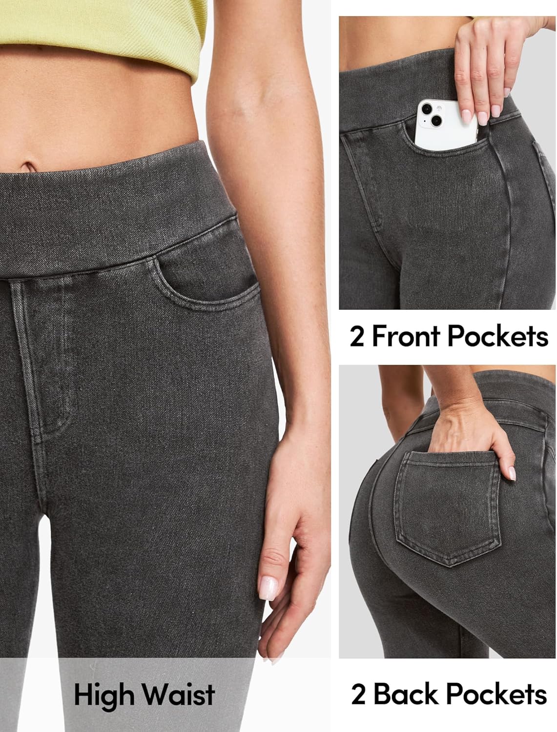 IUGA Stretchy Jeans for Women High Waist Jeggings Tummy Control Skinny Jeans Pull on Leggings with Pockets Trendy Casual