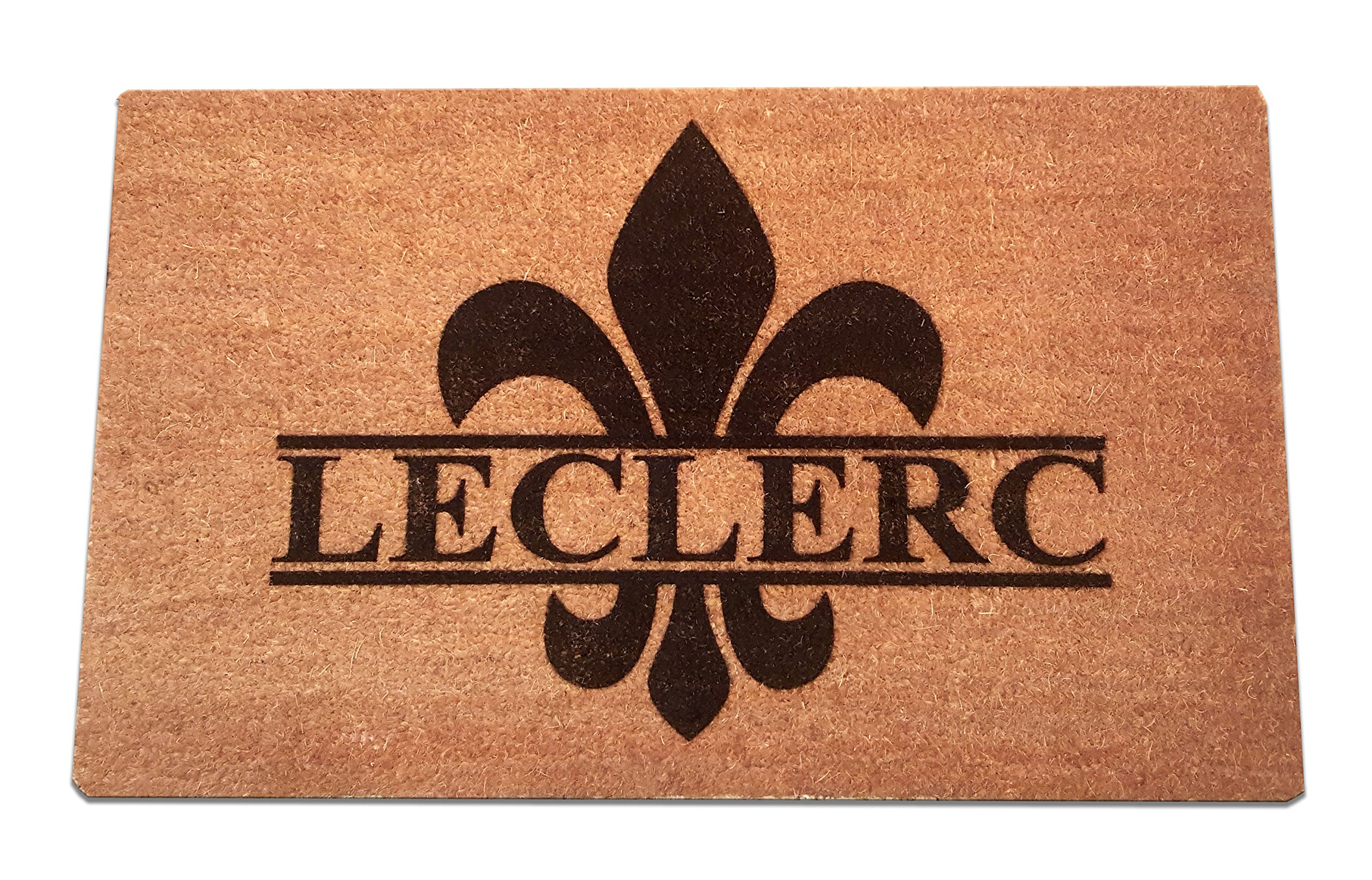 Fleur de Lis Personalized Laser Engraved Coir Fiber Welcome Doormat 30” x 18”