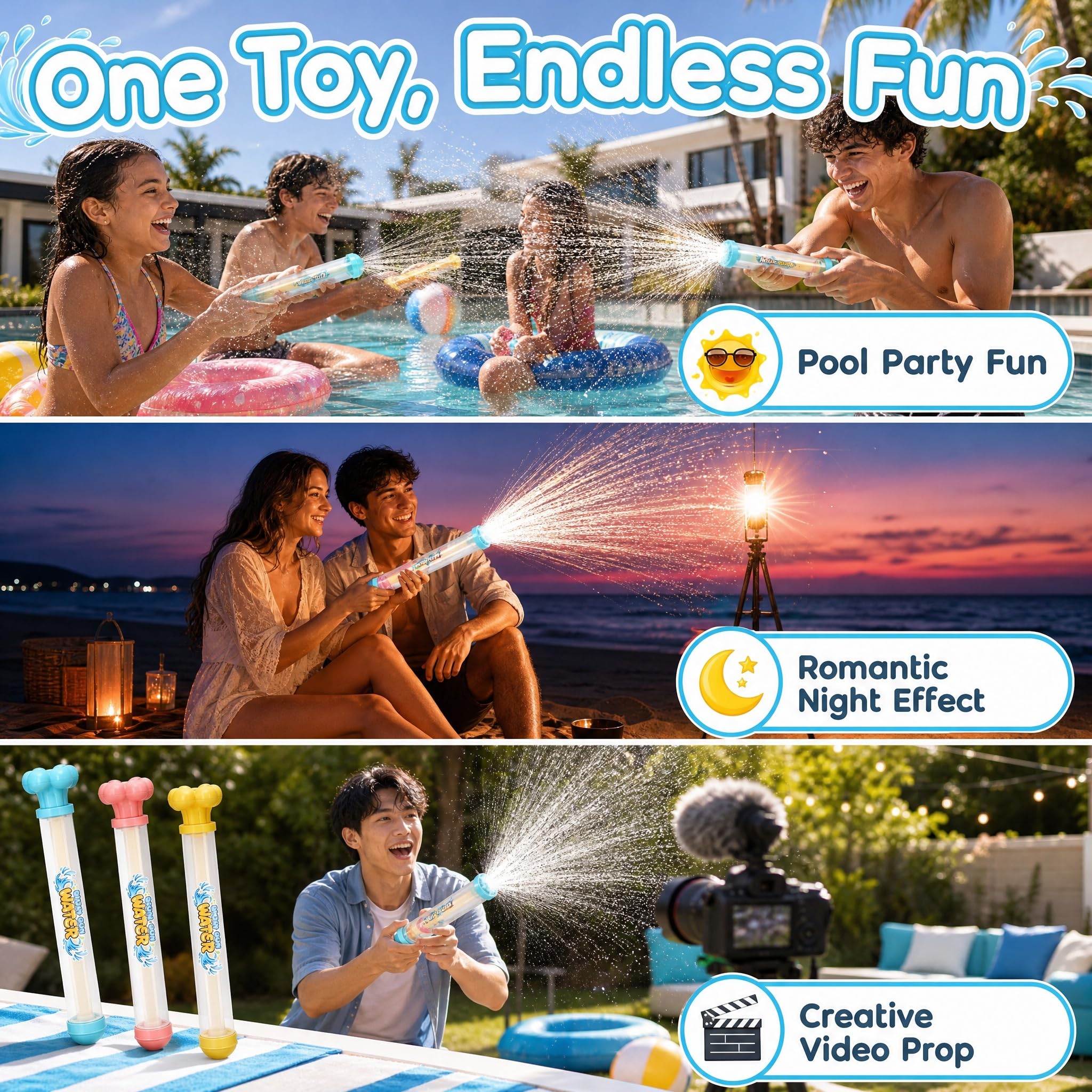 4 Stück Feuerwerk Wasserpistole, Wasserspielzeug Kinder Outdoor, Wasserspritze Kinder, Firework Wasserspritze für Pool, Strand, Sommer Party Outdoor