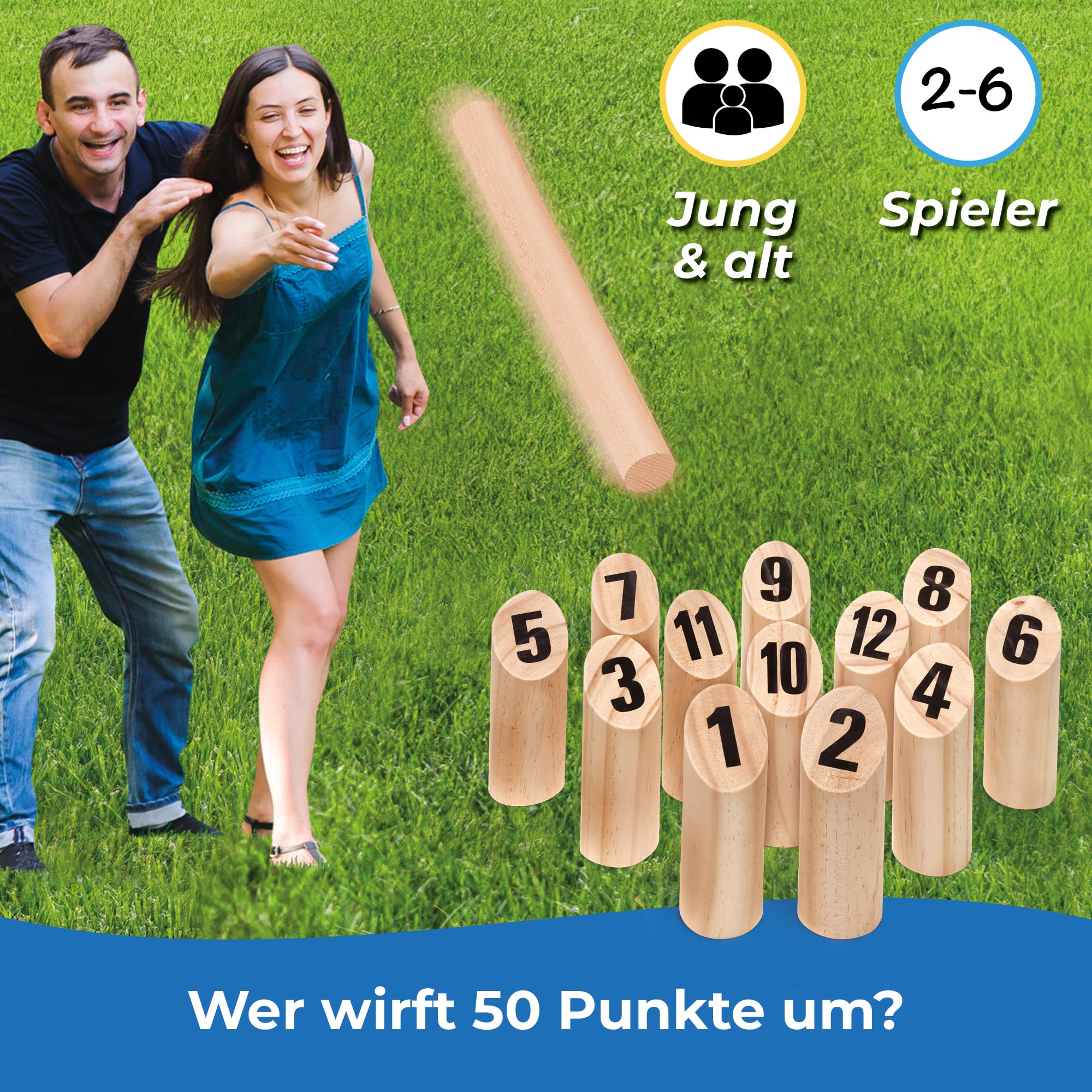 Toyfel Tölky Indoor & Outdoor Wurfspiel aus Finnland – Schweden Schach aus FSC® Holz – Lustiges Holzwurfspiel Garten Outdoor Spielzeug für Kinder & Erwachsene
