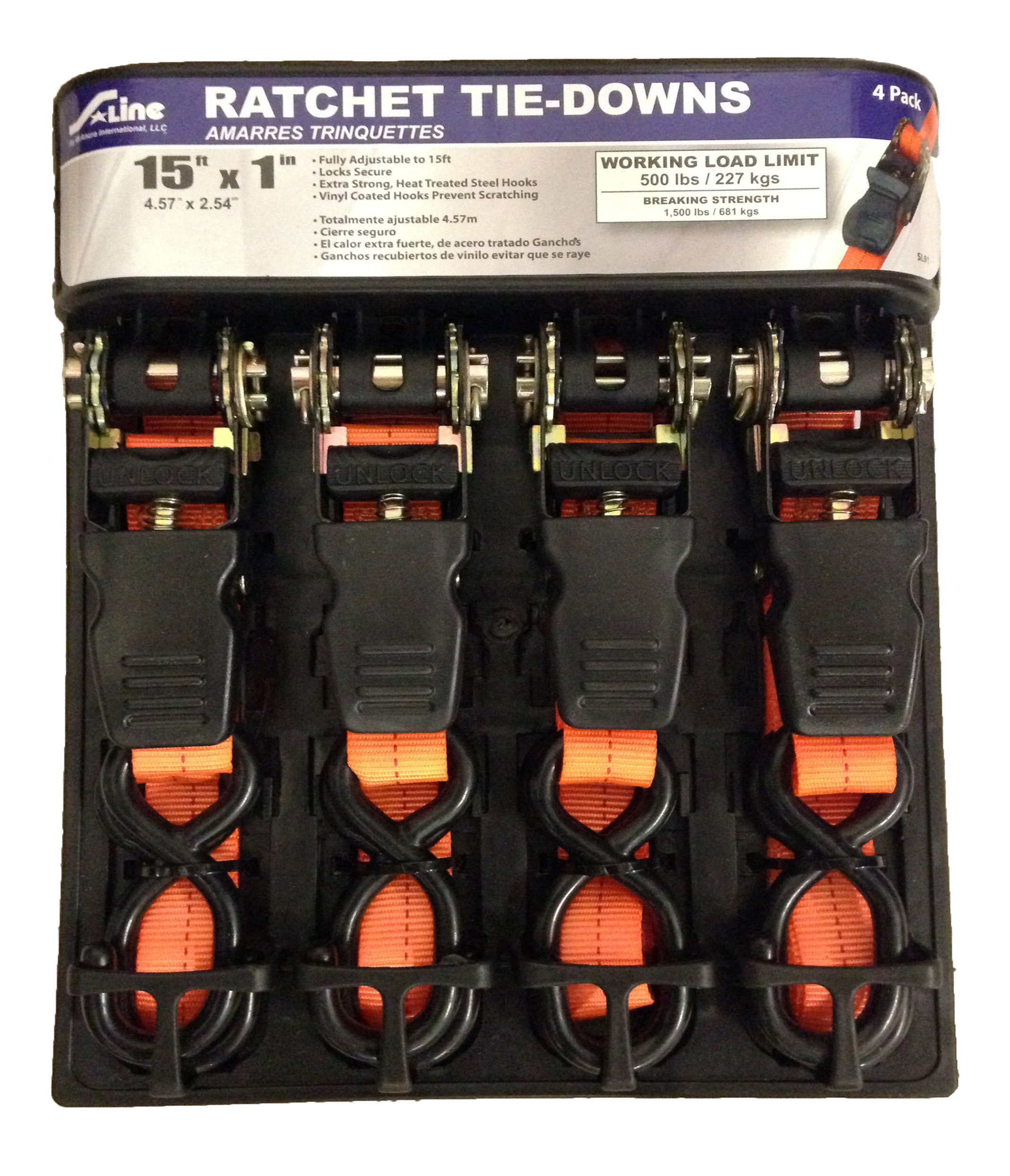 S-Line SL91 Ratchet Strap Tie Down with Padded Handle and