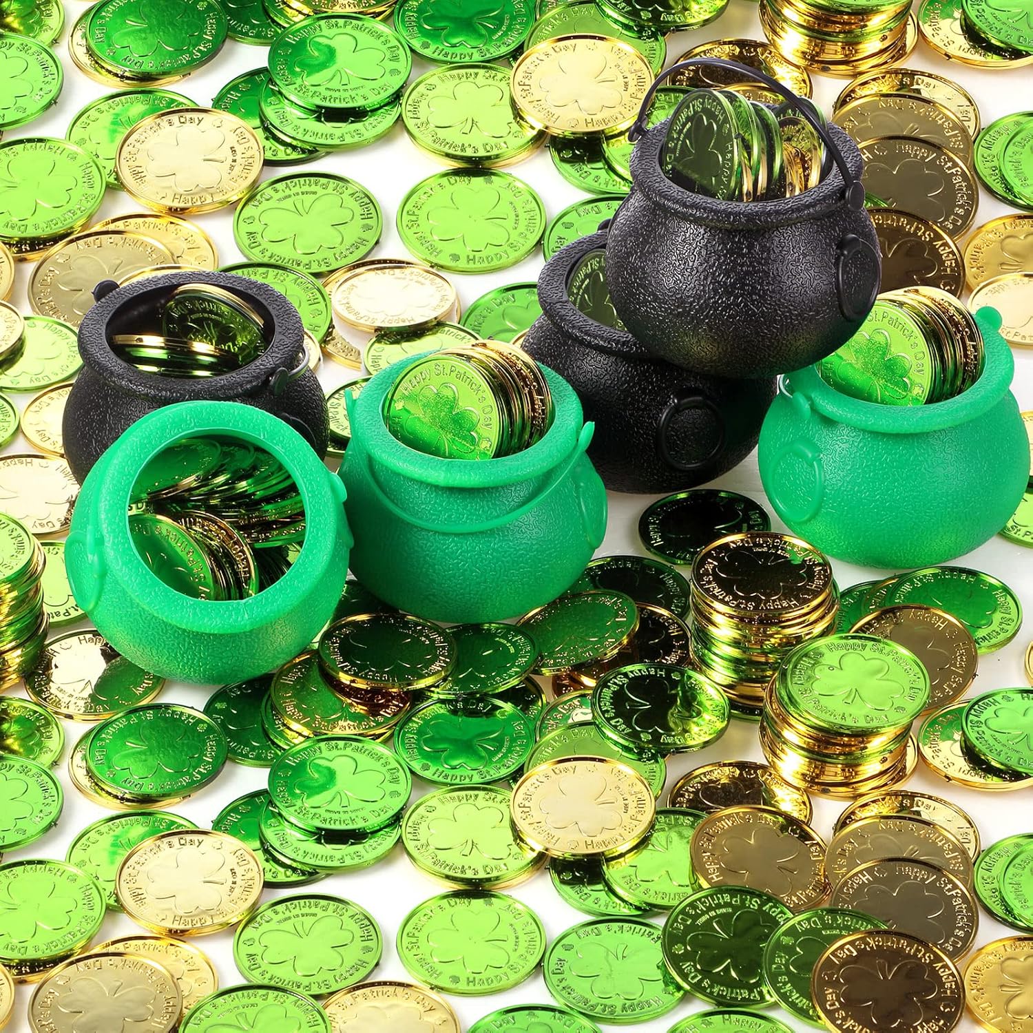 キャンディ大釜ケトル6個 聖パトリックデーコイン200個付き ミニ大釜 グリーンゴールド