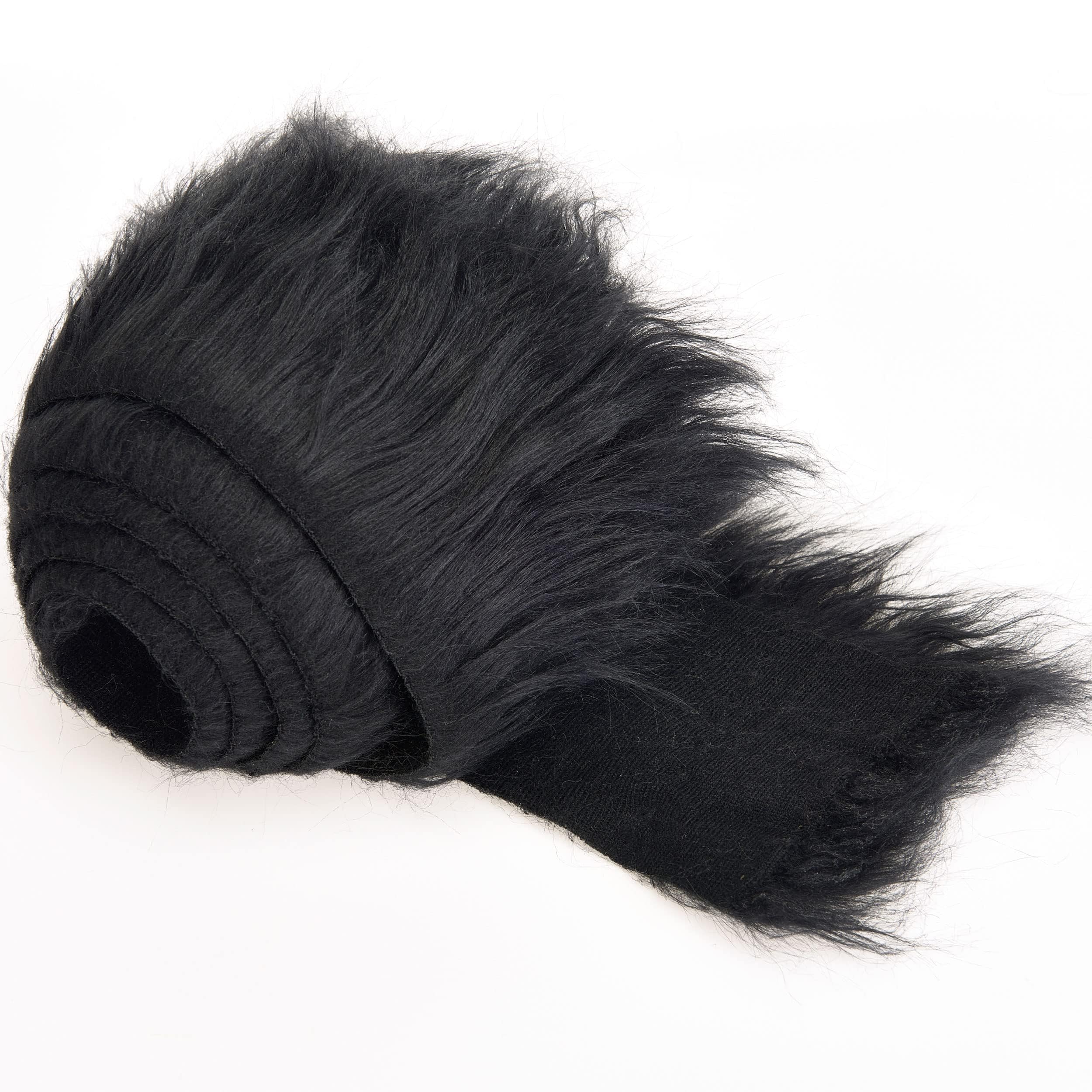 Shaggy Plush Faux Fur Fabric Precut Strips Fluffy Fuzzy Craft Fur for Gnomes Beard Hair Cosplay Costume Dwarf Decoration (Black