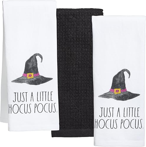 Rae Dunn Toallas de mano, toalla de cocina decorativa bordada para la cocina y el baño, 100% algodón, altamente absorbente, paquete de 3, 16 x 26