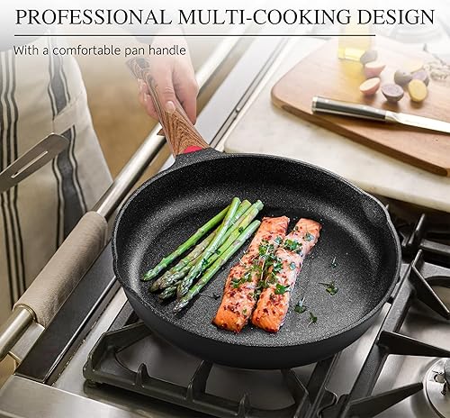 Miniatura 4 de Vinchef Sartenes antiadherentes de 11 pulgadas, sartén con tapa utilizada para todas las estufas, utensilios de cocina no tóxicos de inducción,