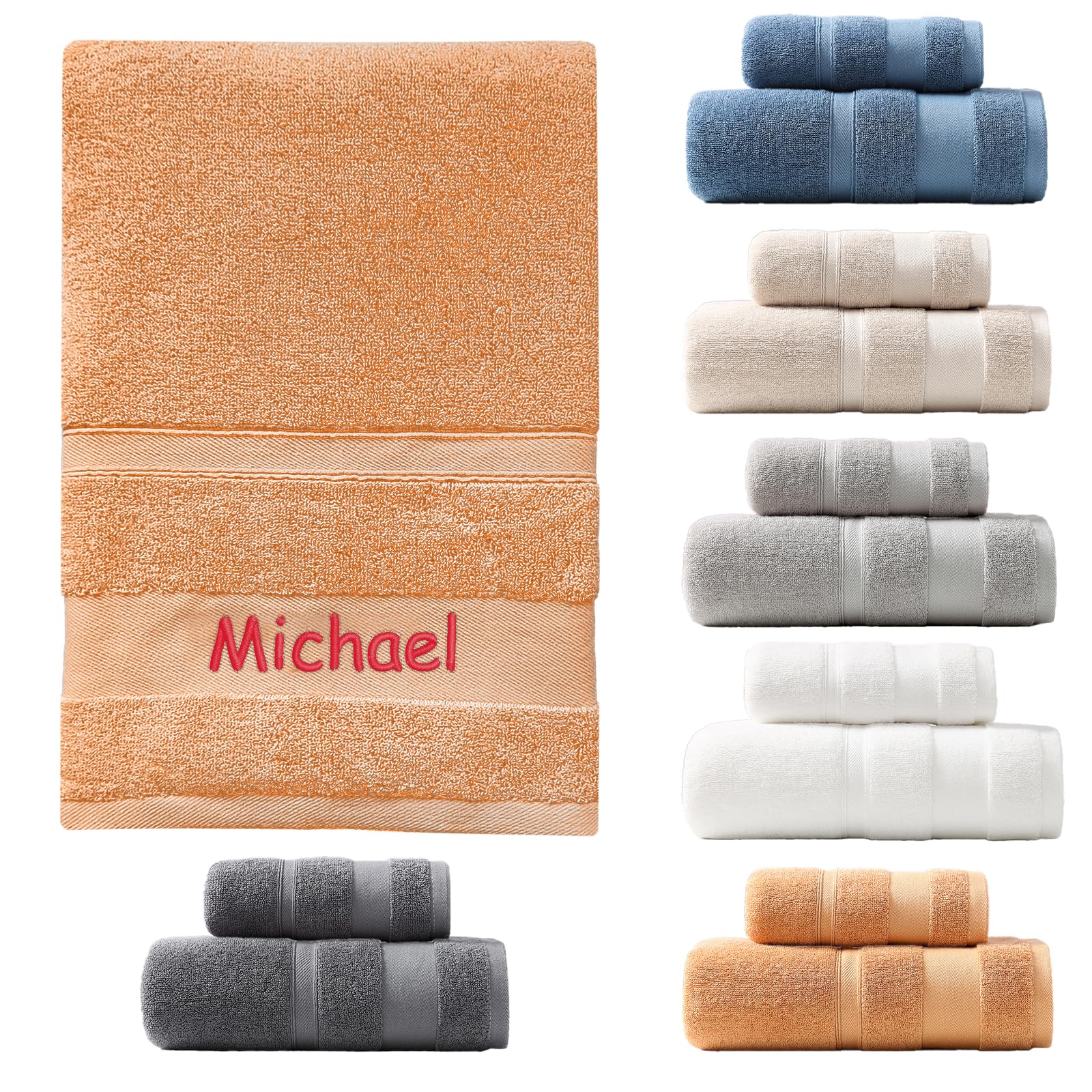 SWETHT Personalised Embroidered Towel with Custom Name - Luxury Soft Hand Towel | Bath Sheet for Baby, Kids & Adults | Unique Wedding, Birthday Gift Idea 100% Cotton