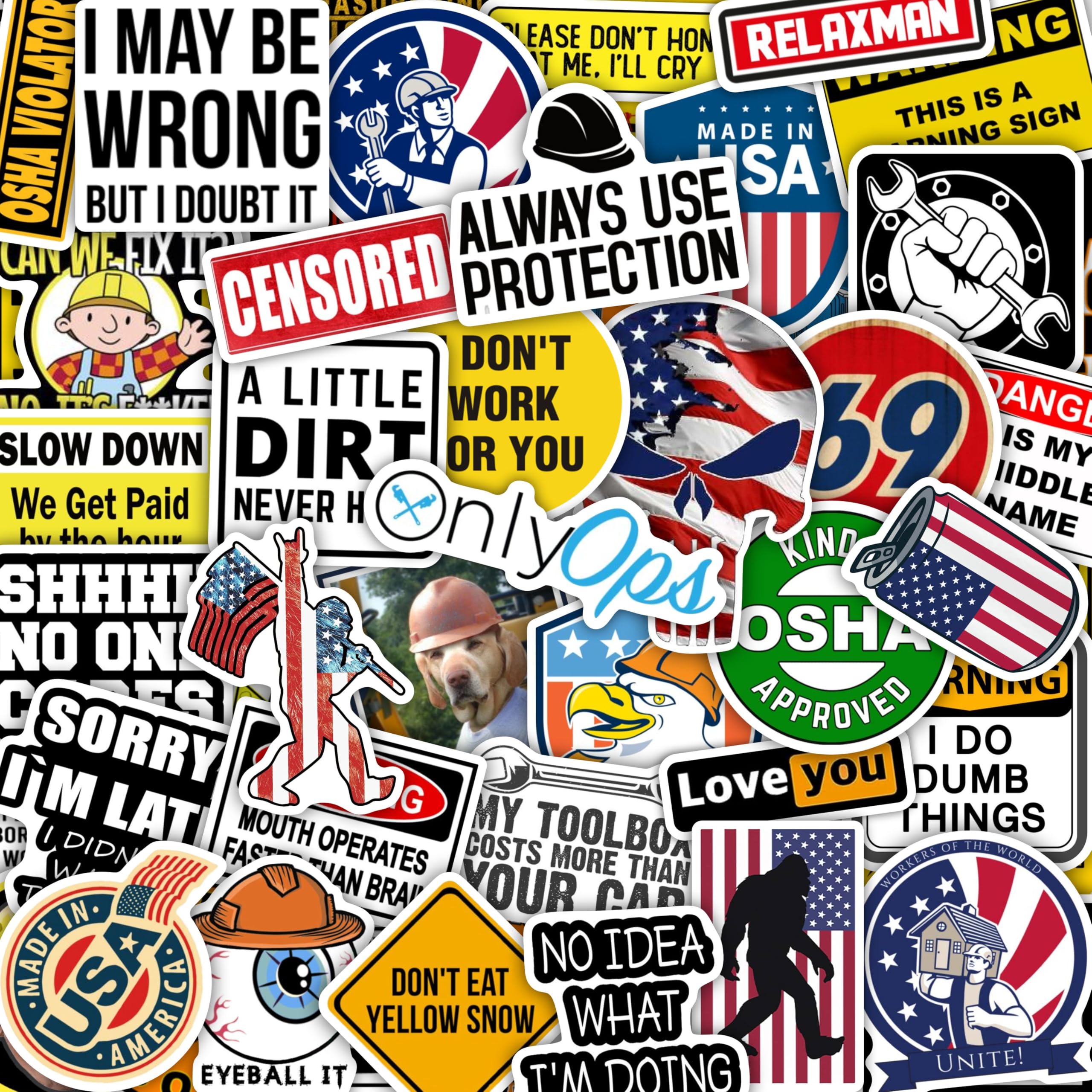 BulbaCraft Funny Hard Hat Stickers for Men - Hardhat Stickers, Tool Box Decals, Toolbox Accessories - Construction, Mechanic Helmet Decals for Adults, Gifts for Women & Men