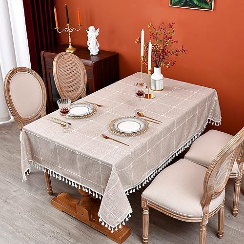 Miniatura 3 de Mantel de mesa cuadrada a cuadros de granja para café, de lino de algodón pesado, para decoración de mesa de cocina y comedor, 36x36 pulgadas