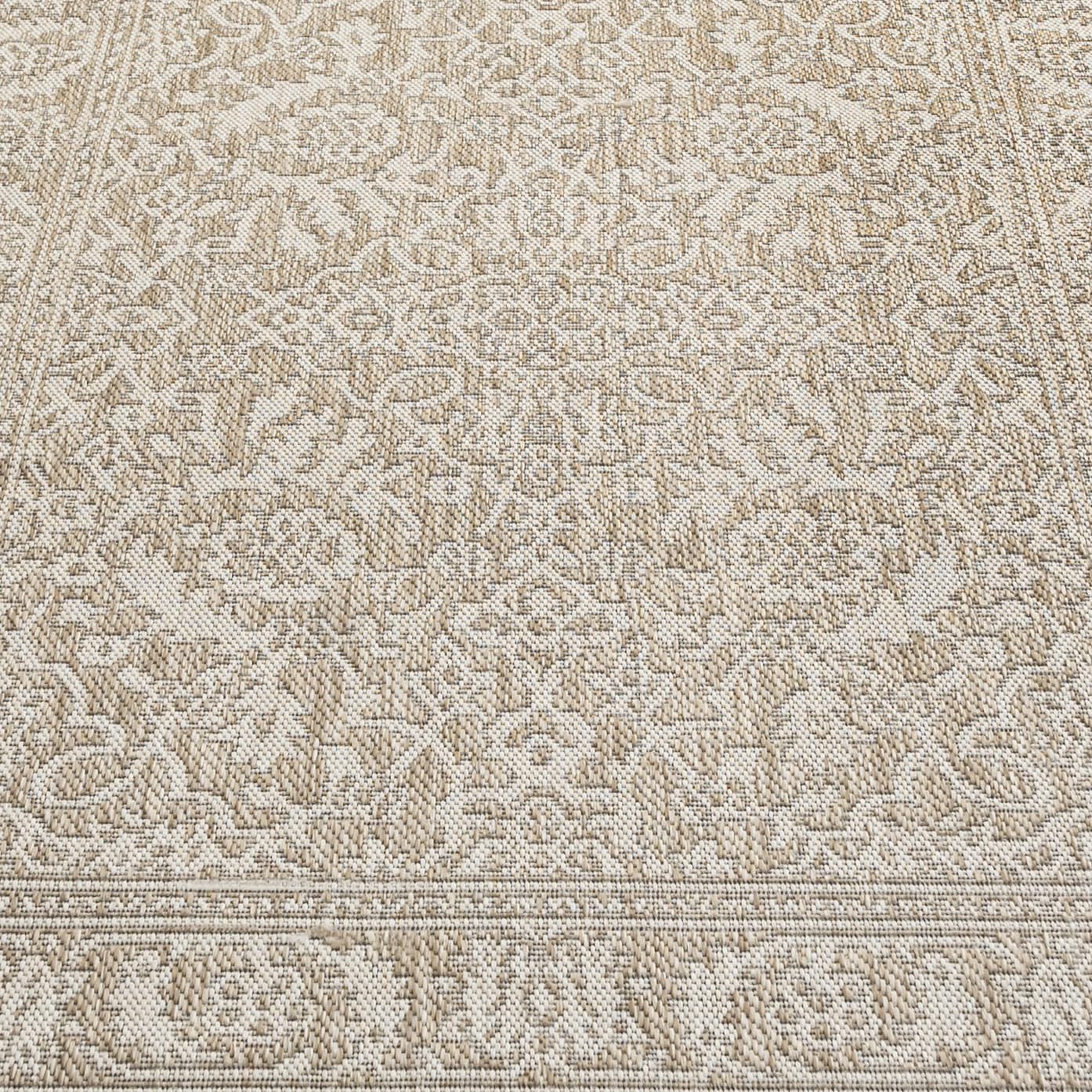 Mazovia Teppich Beige In/Outdoor-Teppich Vintage - Balkon, Terrasse, Patio, Pavillon - Kurzflor Rechteckig Oeko-TEX® Zertifikat Wasserdicht - 160 x 230 cm