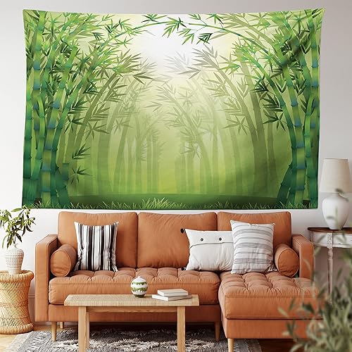 Miniatura 155 de Ambesonne Tapiz de fantasía, paisaje de fantasía con reloj, rayos de cielo de ensueño desde el techo, arte ficticio, colgante de pared ancho para