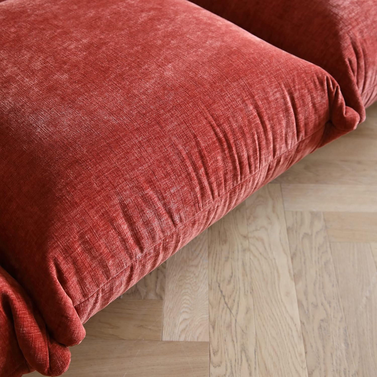 Modern Chenille Sofa Couch, Mid-Century Chenille Upholstered Sofa for Living Room Apartment Office (50.39 in/Red)