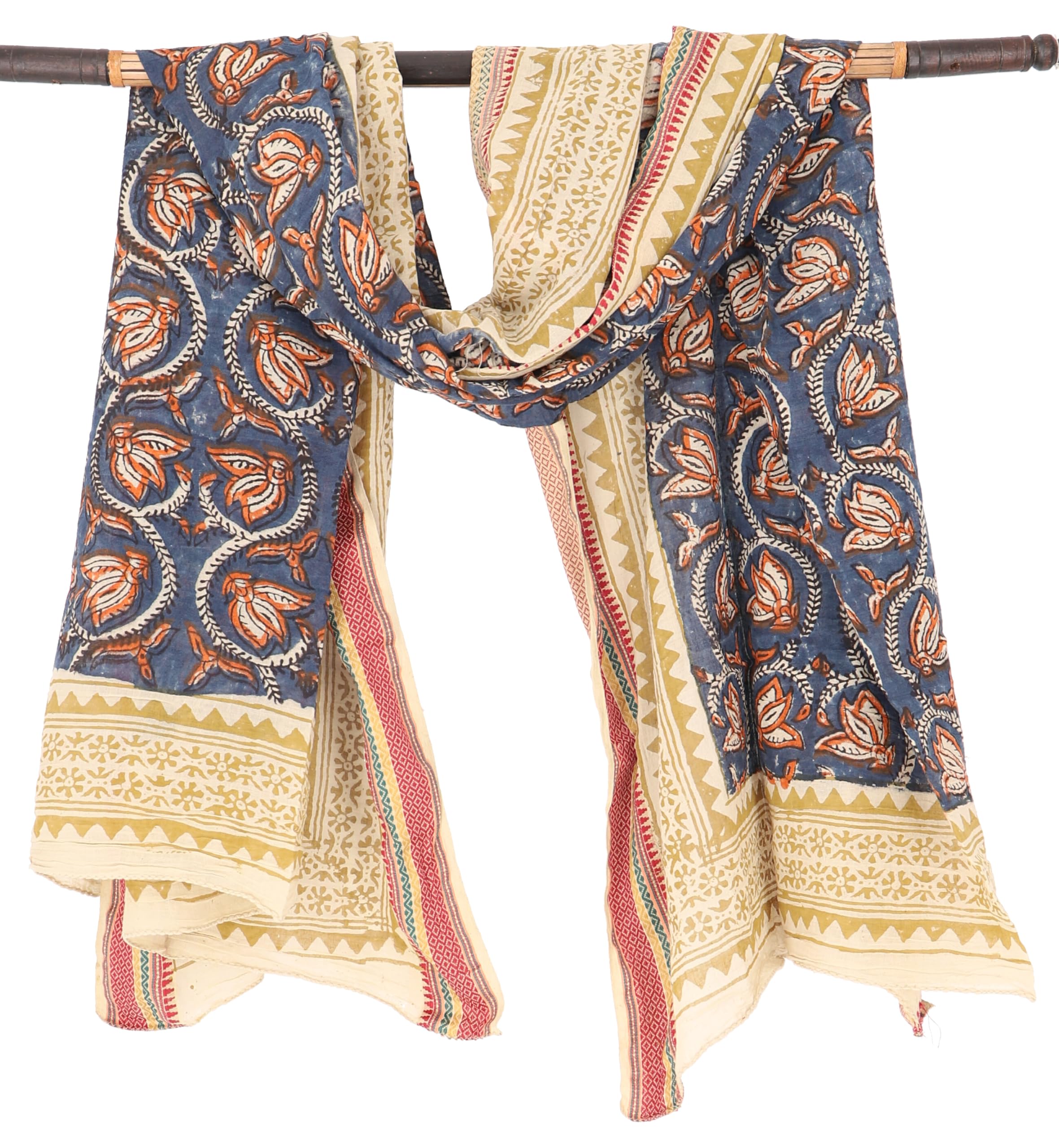 GURU SHOP Pareo ligero, pareo, pareo, toalla de algodón impresa a mano, combinación de colores, para hombre/mujer, azul, algodón, tamaño: talla única, 190 x 120 cm, azul, Talla única