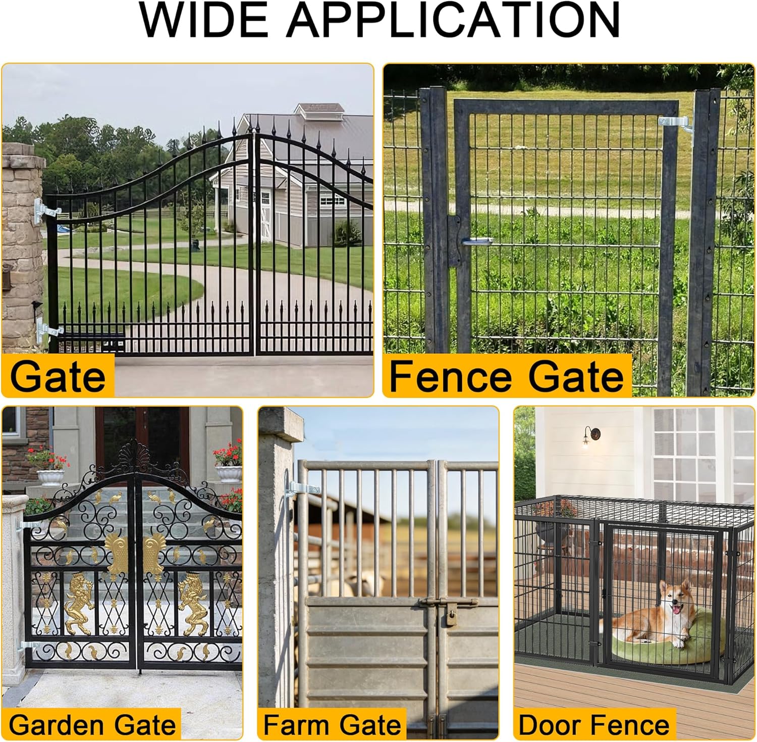 Wall Mount Gate Hinges,2 Pcs 1-3/8" Farm & Chain Link Gate Hinges with 5/8" Hinge Pin Rust-Proof Galvanized Metal Fencefor Chain Link Fence, Tube Gates, Barn Door, Bolts & Nuts Included