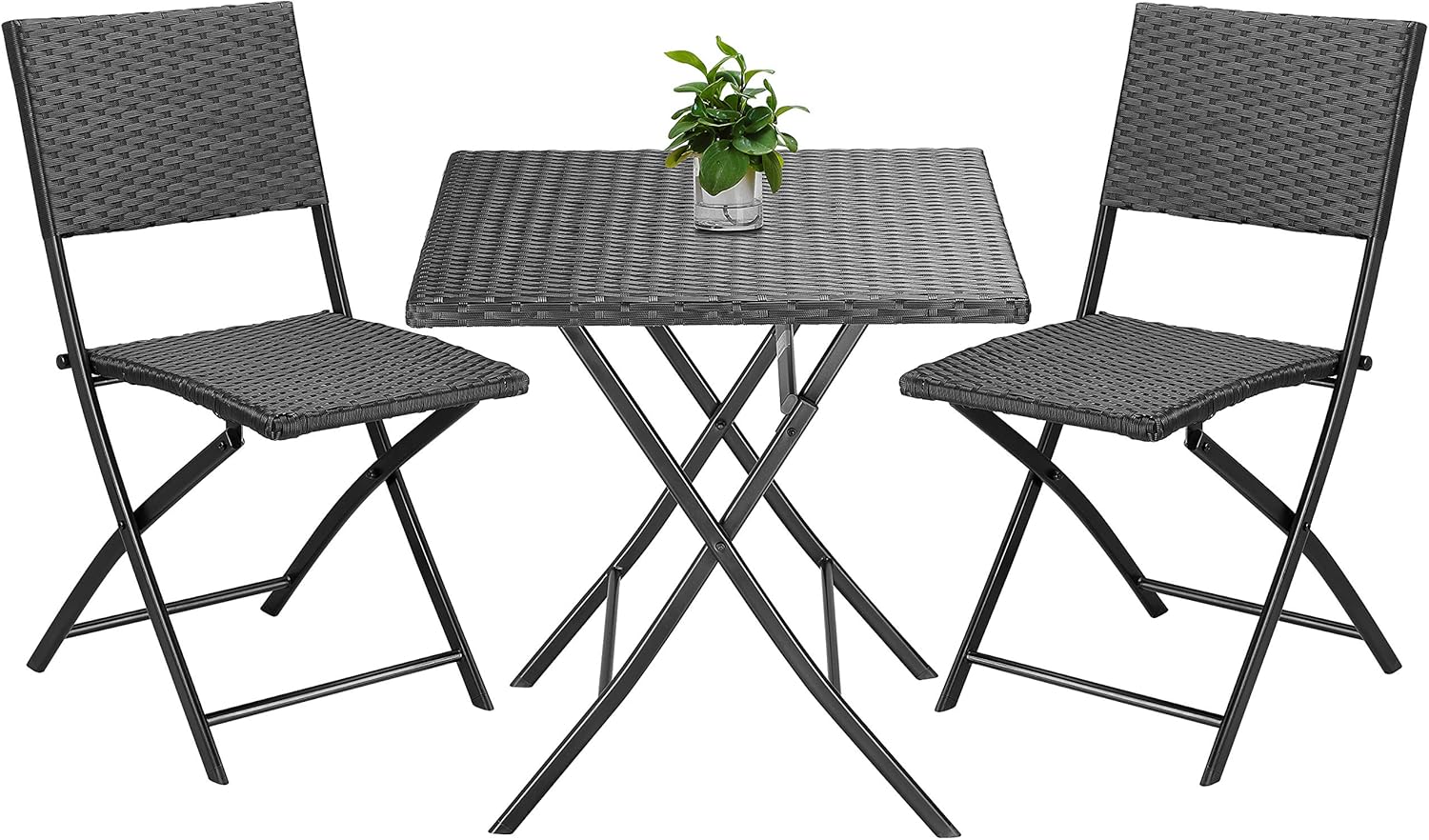 Casaria® Poly Rattan Balkonset 3TLG Klappbar Klapptisch 63x63 cm 2