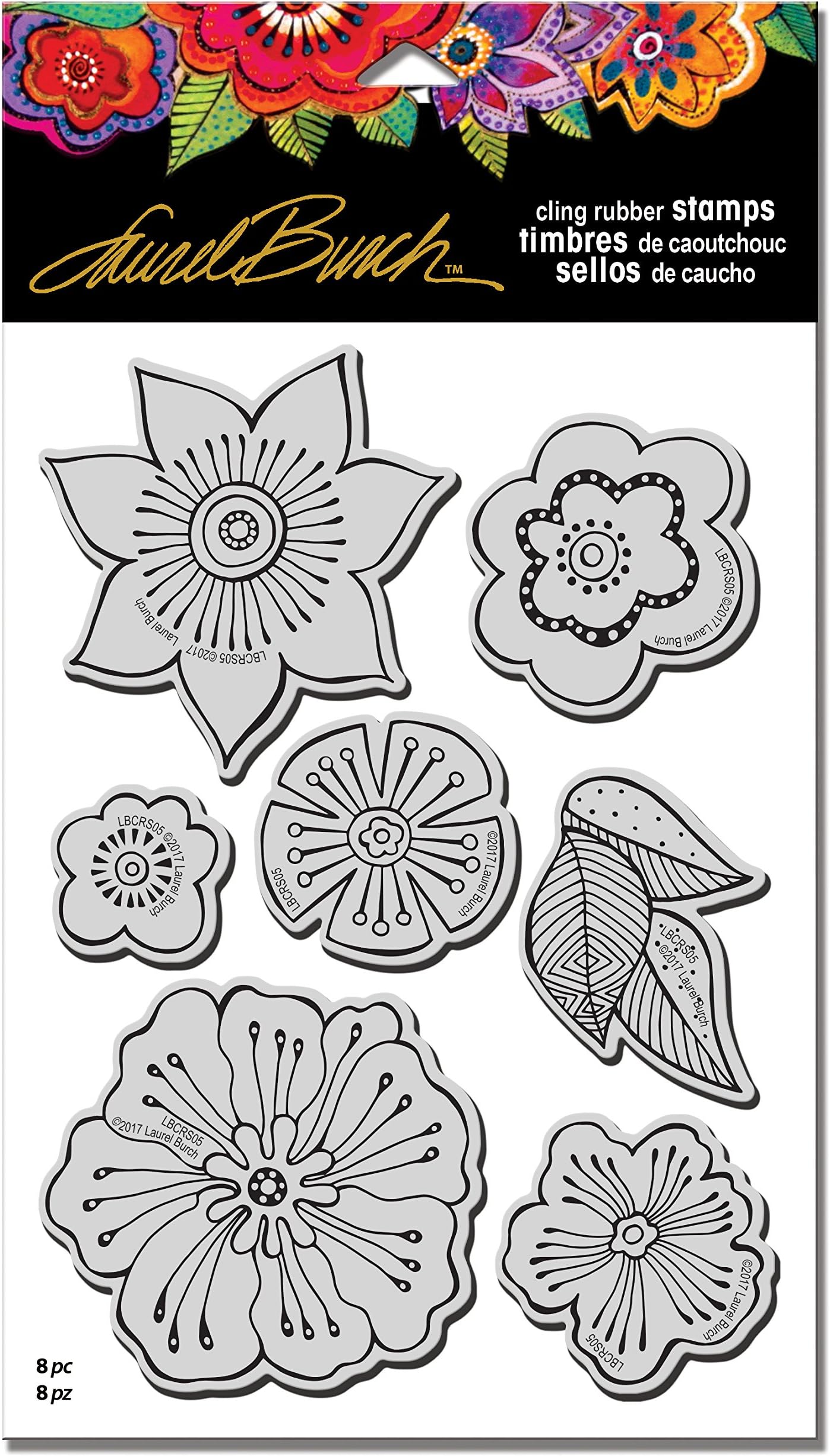 Stampendous Rubber Set, Template Laurel Burch Stamps Blossoms w/Templ
