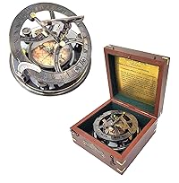 Brass Nautical Sundial Compass in Rosewood product image