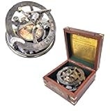 Brass Nautical - 5 inches Large Sundial Compass in Rosewood Case Top Grade Calibrated Vintage Gift