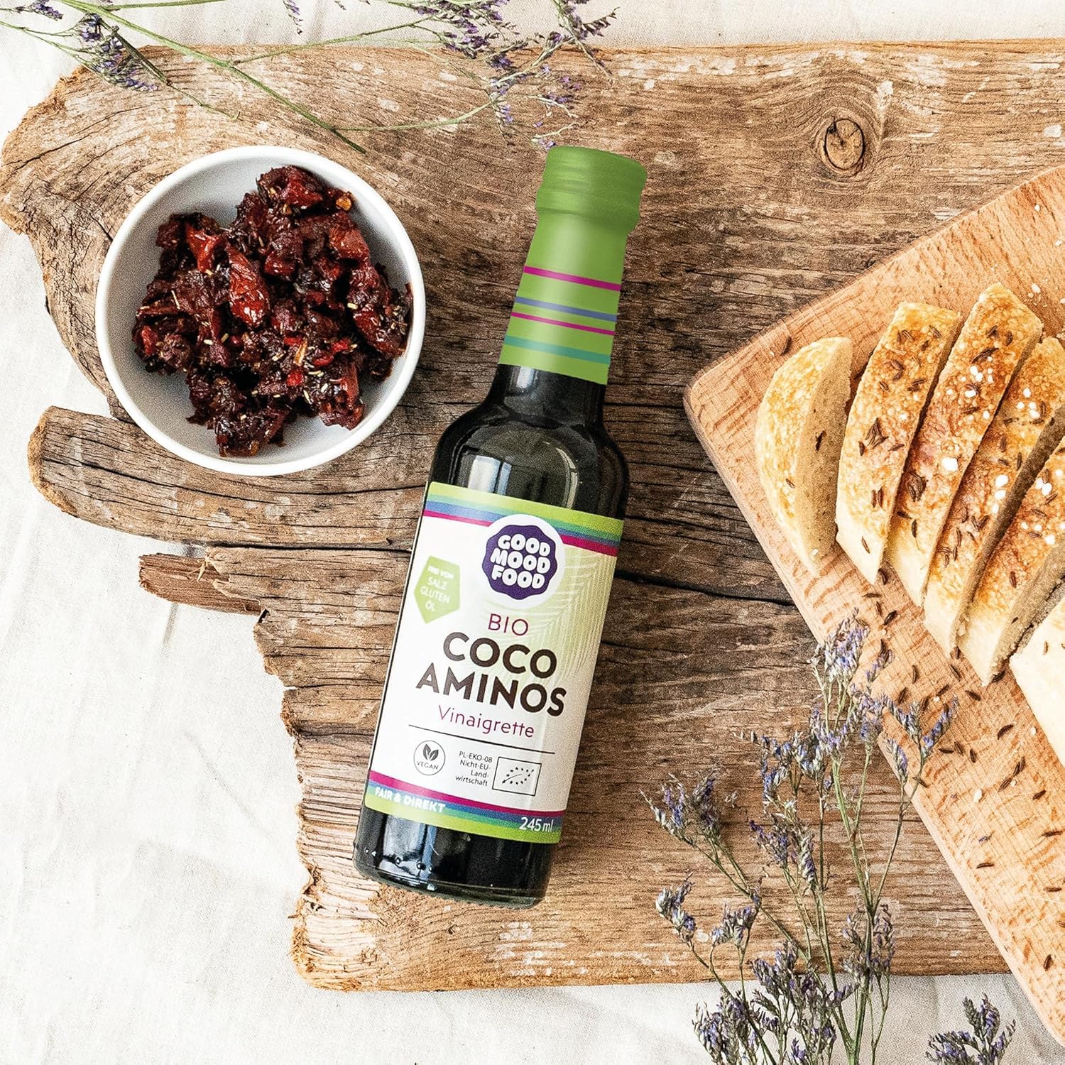 Goodmoodfood Bio Coco Aminos Vinaigrette 2x245ml - Vegan, Glutenfrei, Ölfrei, Salzfrei, 100%Bio Naturprodukt von den Philippinen, aus Kokosblütenessig & Kokosblütensirup - Dressing, Marinade, Topping