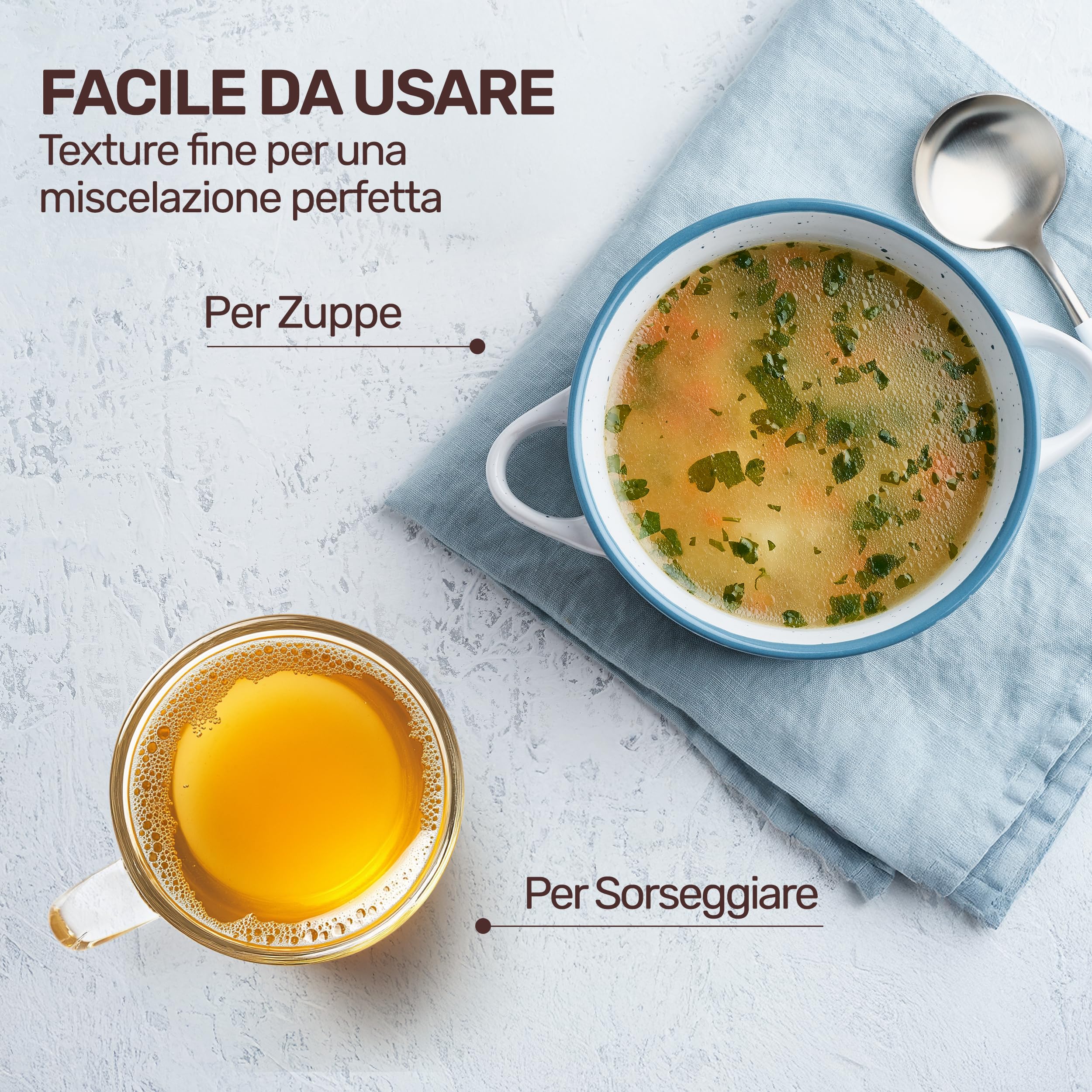 EASY YUMMY - Brodo di Pollo in Polvere (300 g), 100% Brodo di Pollo senza Additivi