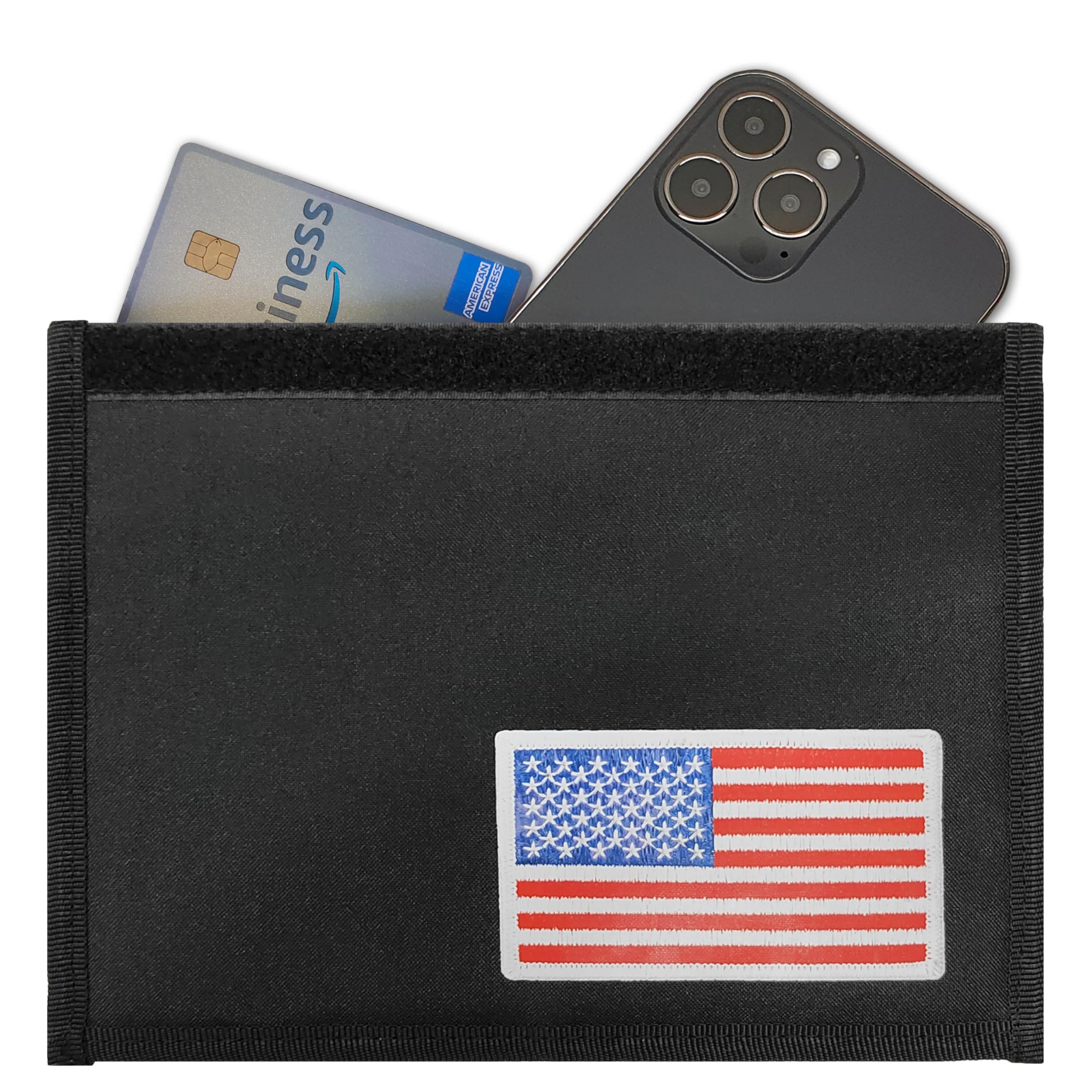 Gecko Travel Tech Faraday Bag Anti-Tracking GPS RFID Car Key Signal Blocker Wallet Shielding Pouch Protective Case for Cell Phone Car Key FOB, Data Privacy, Electronic Device Security (USA FLAG)