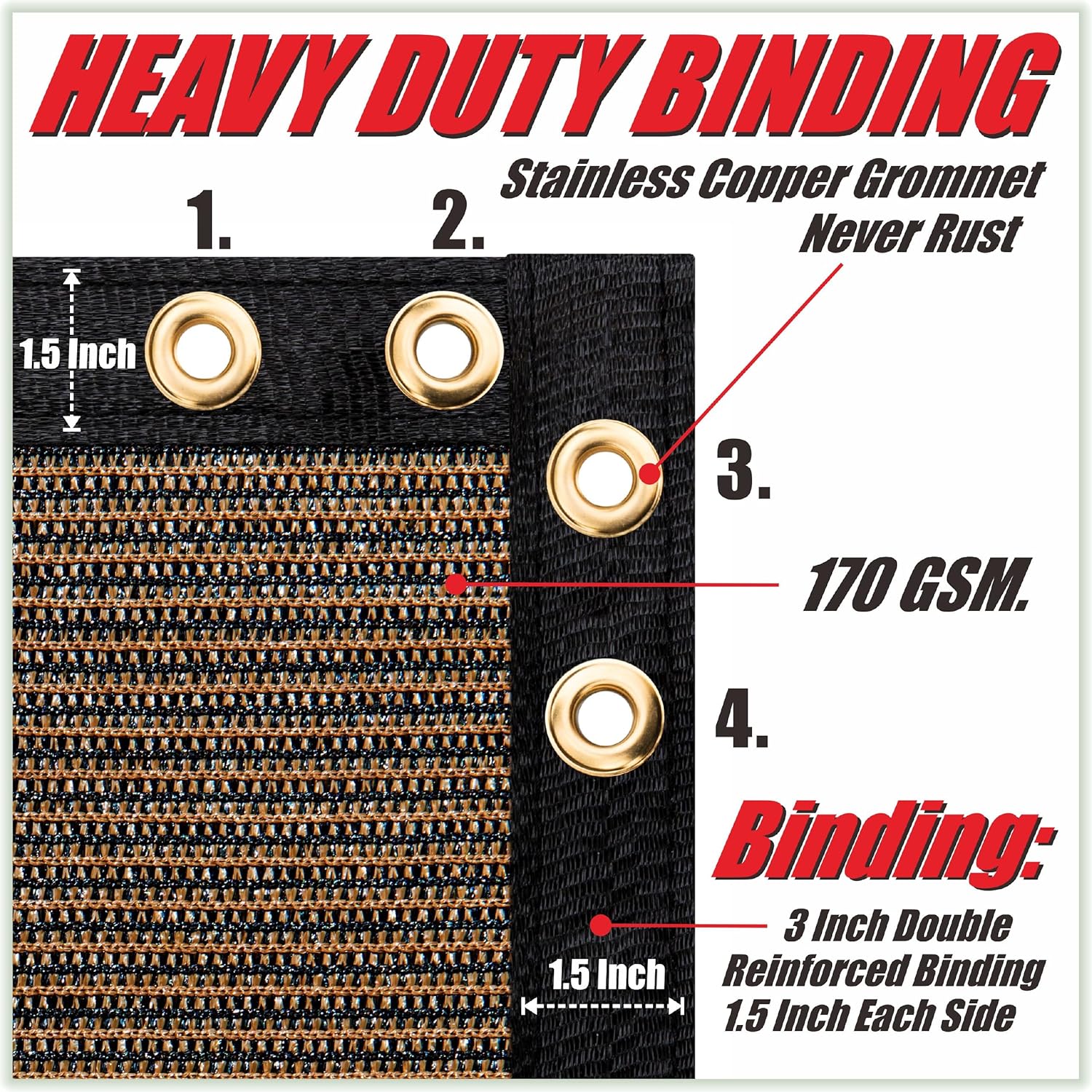 ColourTree 4' x 50' Brown Fence Privacy Screen Windscreen Cover Fabric Shade Tarp Netting Mesh Cloth - Commercial Grade 170 GSM - Cable Zip Ties Included - We Make Custom Size