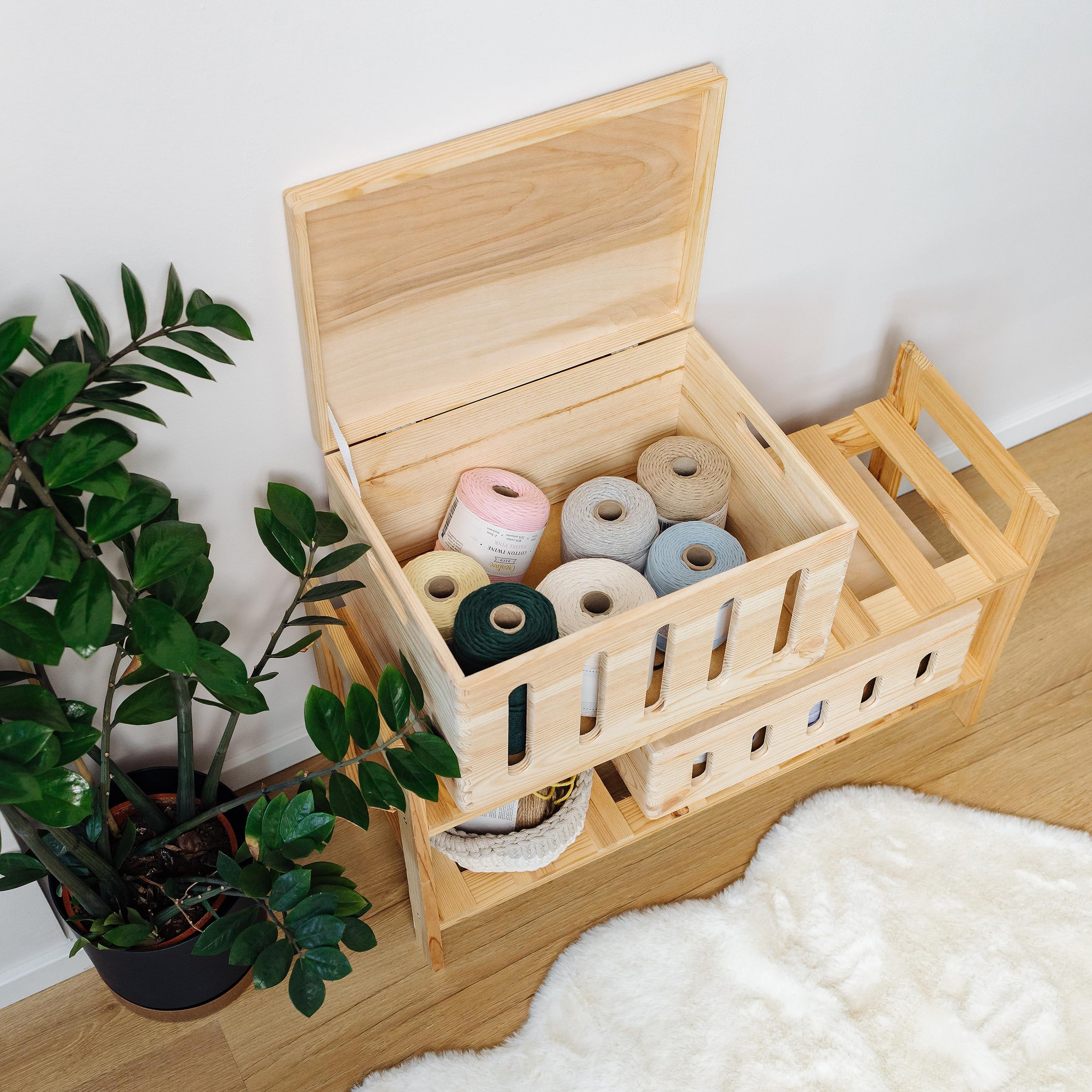 Creative DECO Grande Caja Madera Decorativa | con Tapa Asas 40 x 30 x 24 cm | (+/-1cm) | con Agujeros | Pascua Almacenaje Documentos, Juguetes | Cofre Decorar Regalo Decoupage | EN BRUTO SIN LIJAR