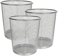 ASelected Lot de 3 Poubelle Métal Maille Bureau 12 Litres, Corbeille à Papier Metal, Poubelle en Acier Inoxydable pour Bureau, la Salle d'étude, la Salle de Séjour, la Chambre- Argent