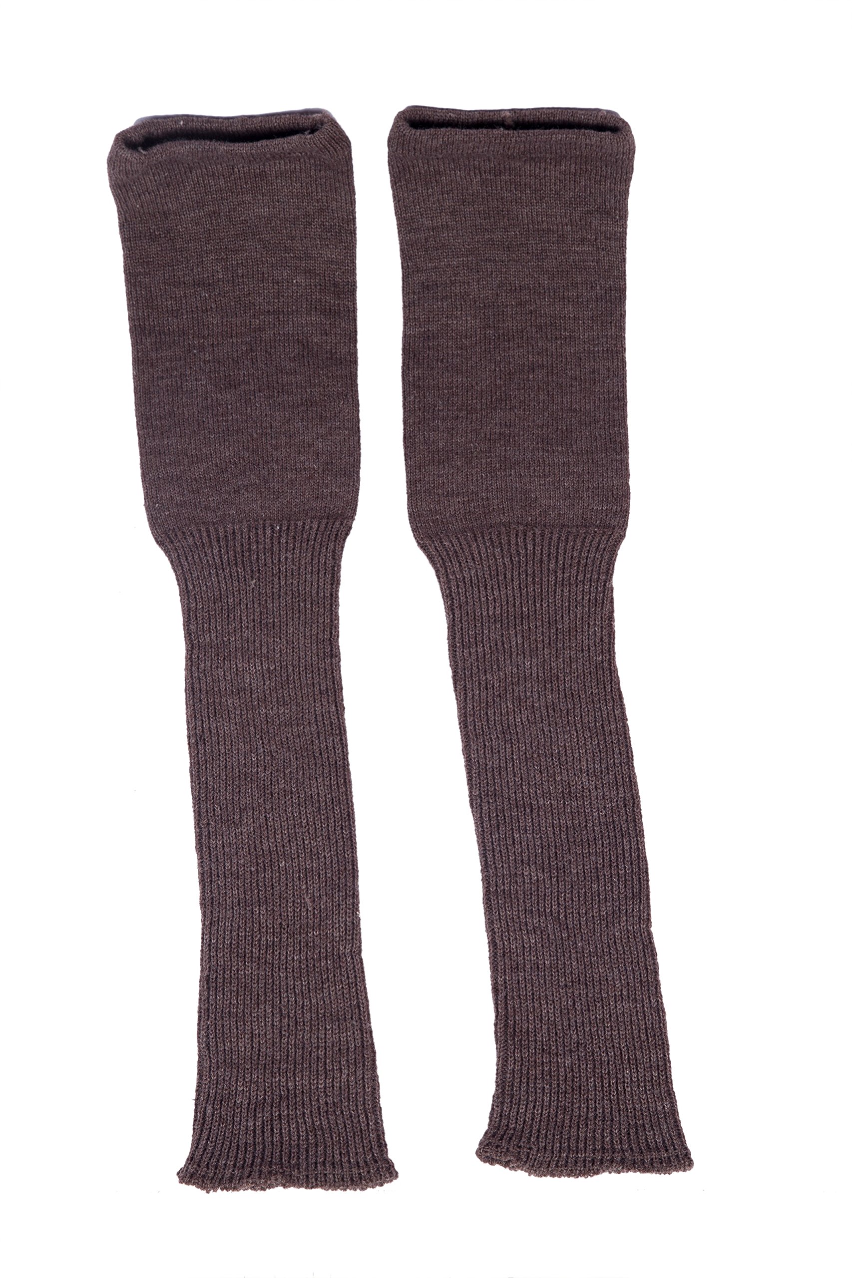HIVER Adult Woollen Leg Warmers Women Winter Warm Fur Long Leg Warmers Over Knee High Footless Socks- Unisex(Brown)