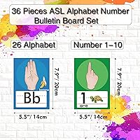 Vista 3 de 36 Piezas Juego de Tablero de Anuncios de Línea del Alfabeto ASL ABC Número Tarjetas Didácticas de Lenguaje de Señas Decoraciones de Pared
