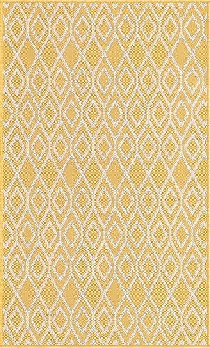 Miniatura 8 de Jill Zarin Outdoor Collection - Alfombra rectangular de 3 pies 3 pulgadas x 5 pies 3 pulgadas, color amarillo marfil y marfil