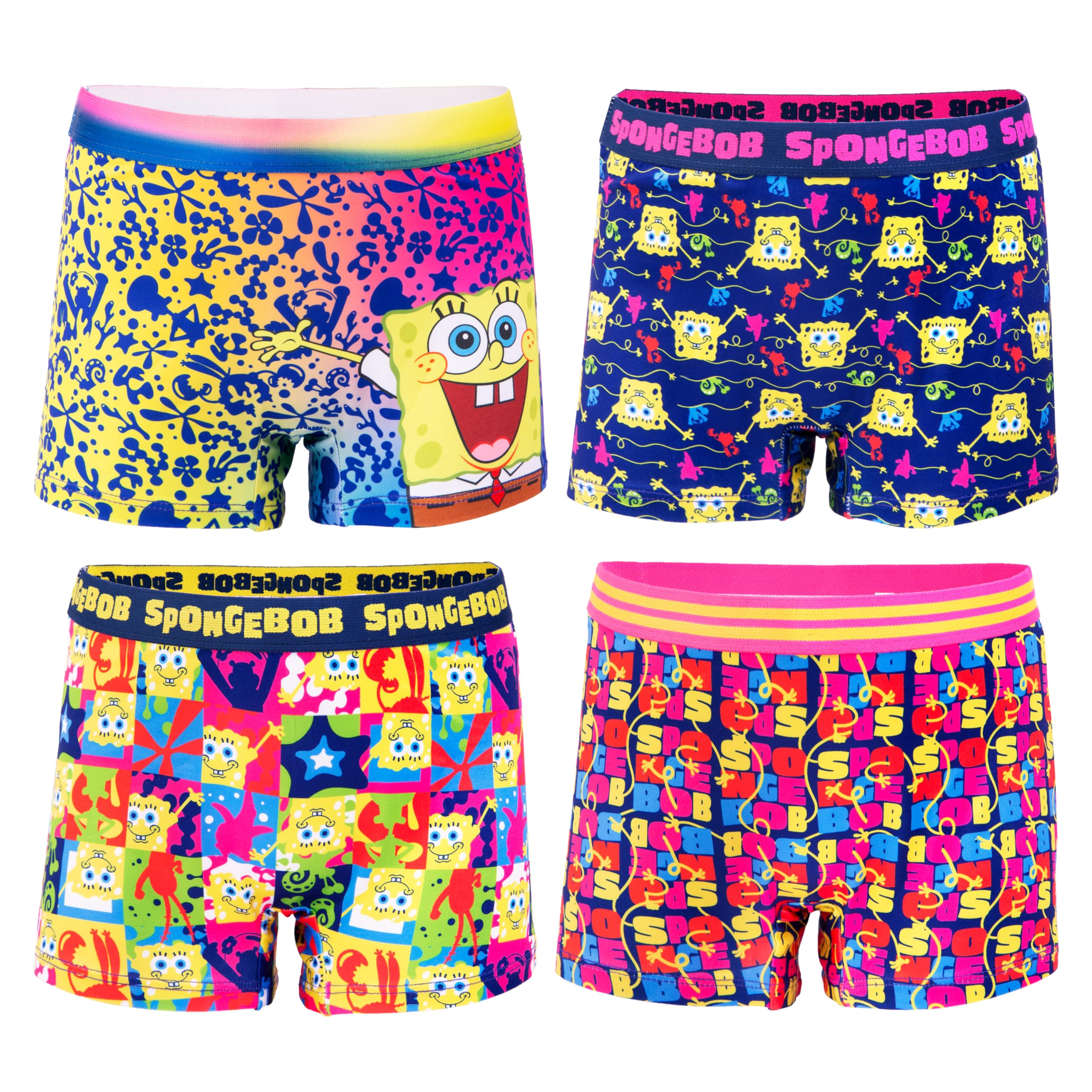 SPONGEBOB SQUAREPANTS Girls Exclusive 4-pack Girl Short Underwear in Sizes 4 6 8 and 10