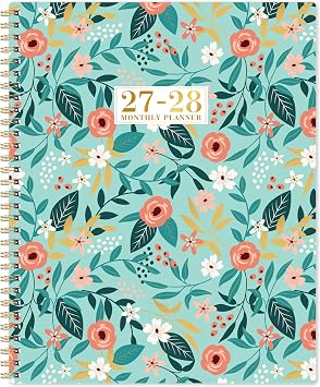 2027-2028 Monthly Planner - 2 Year Planner 2027-2028, Jan. 2027 - Dec 2028, 9" x 11", 2 Year Calendar 27-28 Monthly Planners with Tabs, Back Pocket, Twin-wire Binding - Floral