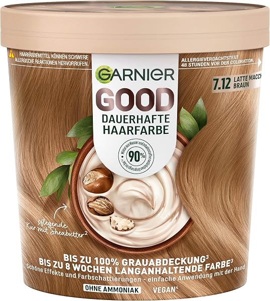 Garnier GOOD Dauerhafte Haarfarbe 6.0 Mochaccino Braun, permanente Coloration, ohne Ammoniak, bis zu 100% Grauabdeckung, bis 8 Wochen langanhaltende Farbe, einfache Anwendung, angenehmer Duft, 1 Stk. - 5
