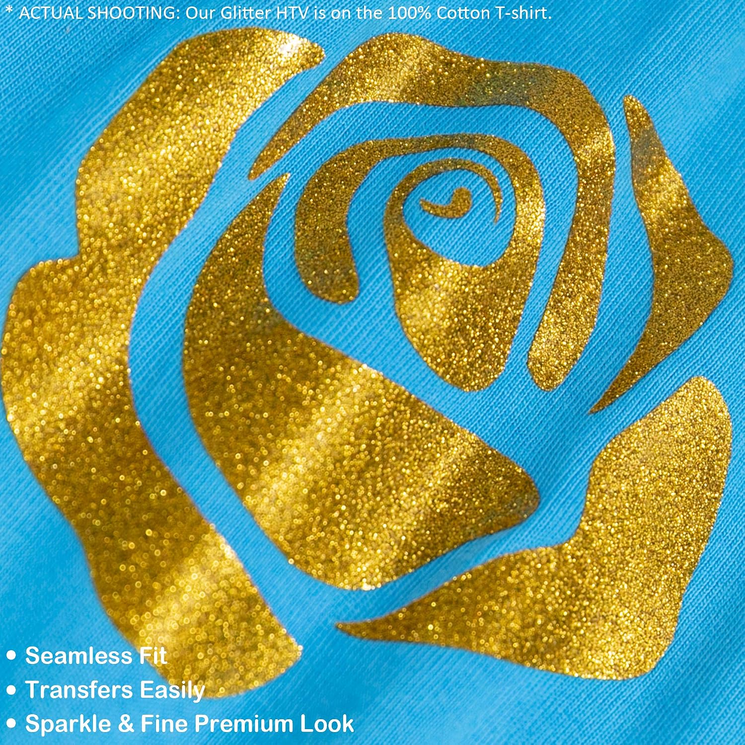 Glitter HTV Heat Transfer Vinyl Bundle 12 Rolls - 10'' x 5' Glitter Iron on Vinyl & 12'' x5' HTV Vinyl Rolls - for Heat Press for Iron on Vinyl T-Shirts