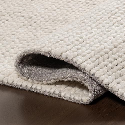 Miniatura 6 de NuLOOM Penelope - Alfombra de área de lana trenzada de 6 pies, cuadrada, color blanco crudo