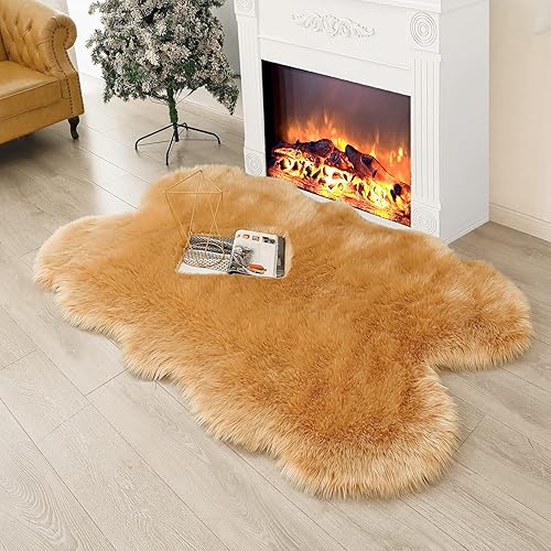 Miniatura 185 de Alfombra de piel sintética esponjosa de piel de oveja blanca, 4 x 6 pies, ultra suave, para dormitorio, mesita de noche, sala de estar, guardería