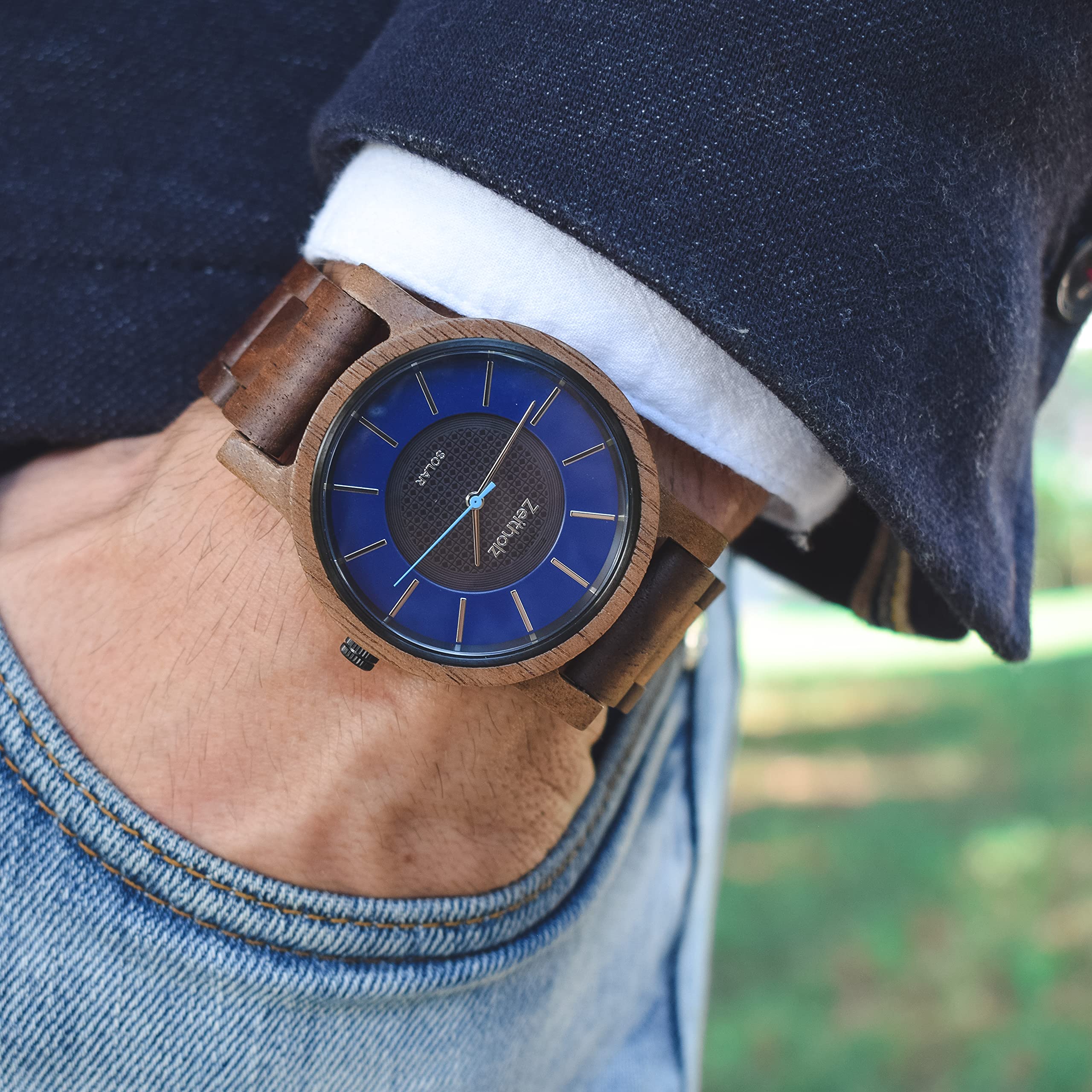 Amazon.co.jp: Zeitholz 木製腕時計 メンズ ソーラーウォッチ ギフト