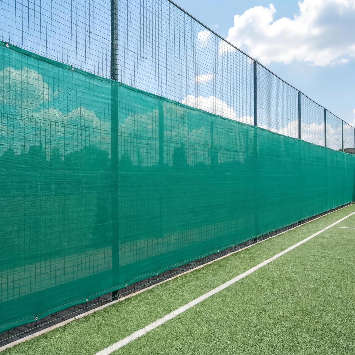 Tennis Court Windscreen Privacy Screen 6' x 40', 90% Shade Hdpe Fence Privacy Screen with Grommets & Zip Ties, Heavy Duty Wind Blocker Fence Cover for Tennis Court, Backyard, Patio, Garden (Green)