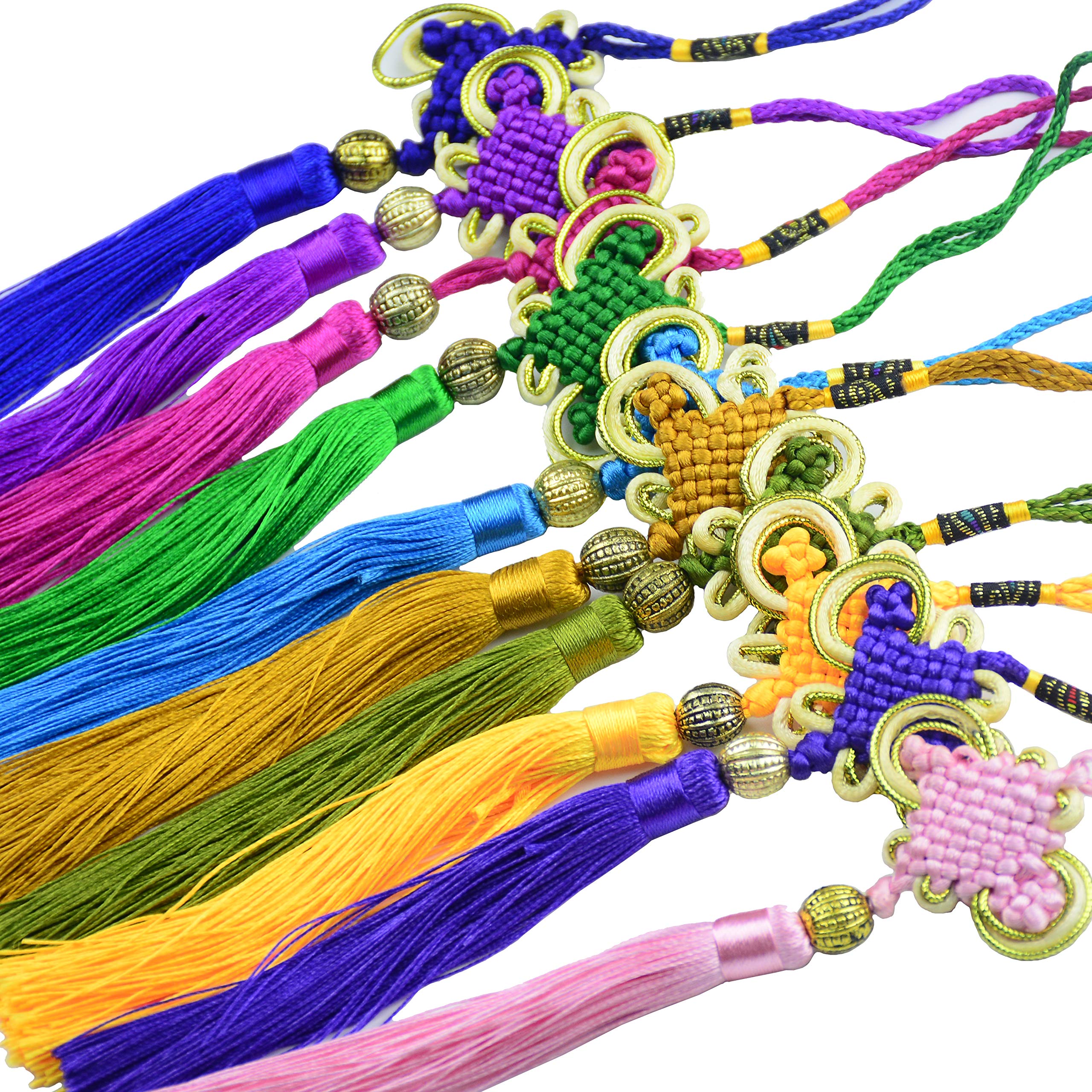 10pcs Glands Noeuds Chinois Soie Satin 8.5 Pouces - Décoration Porte Voiture Bricolage